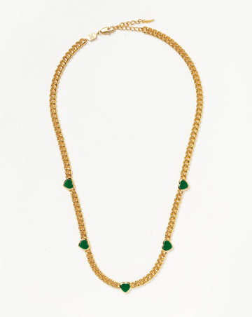 Jelly Heart Gemstone Charm Necklace | 18ct Gold Plated/Green Chalcedony Necklaces Missoma 