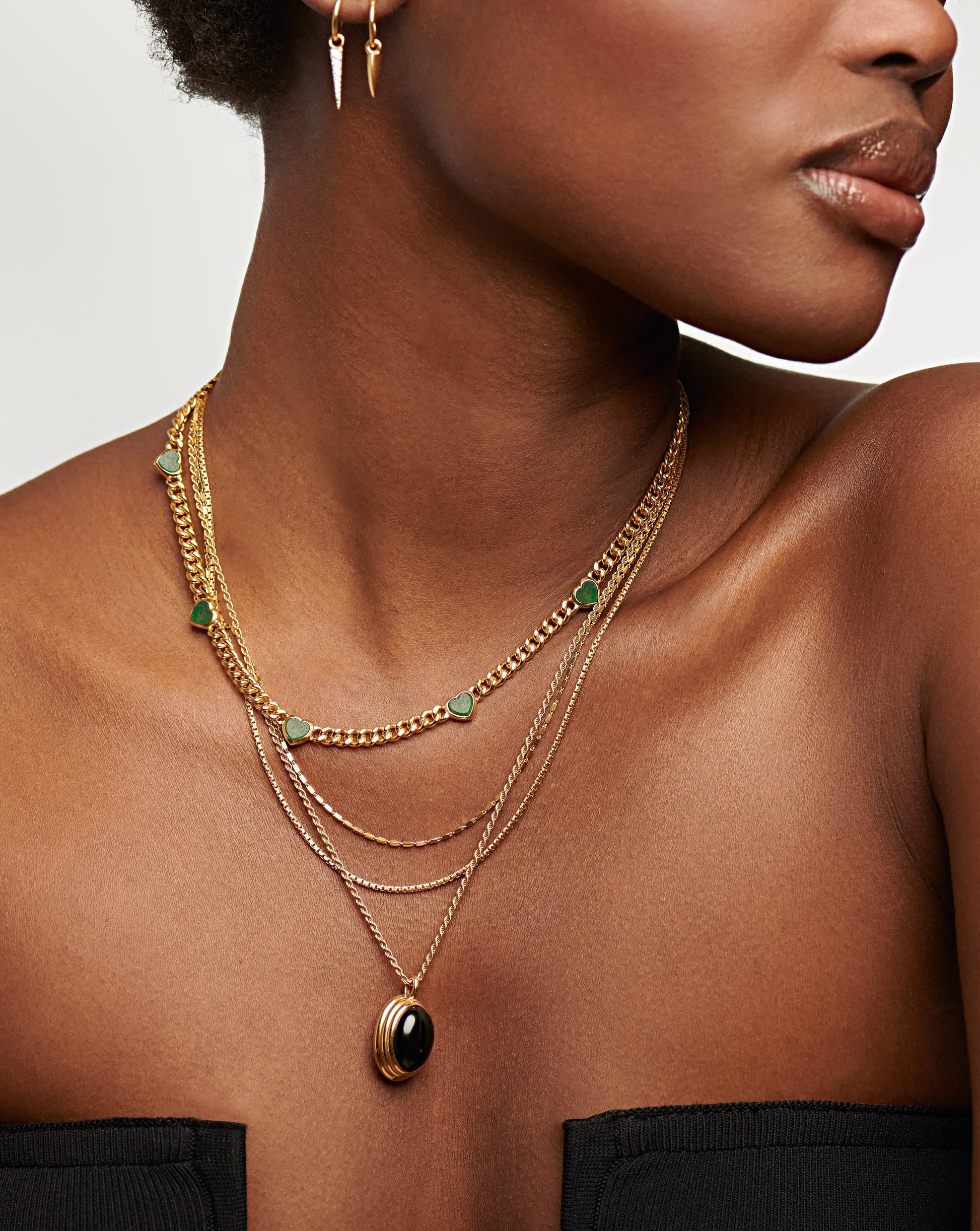 Jelly Heart Gemstone Charm Necklace | 18ct Gold Plated/Green Chalcedony Necklaces Missoma 