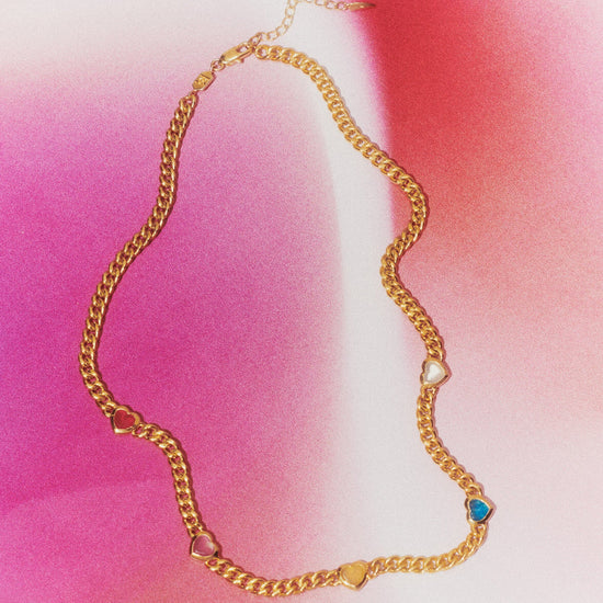 Jelly Heart Gemstone Charm Necklace | 18ct Gold Plated/Multi Quartz Necklaces Missoma 