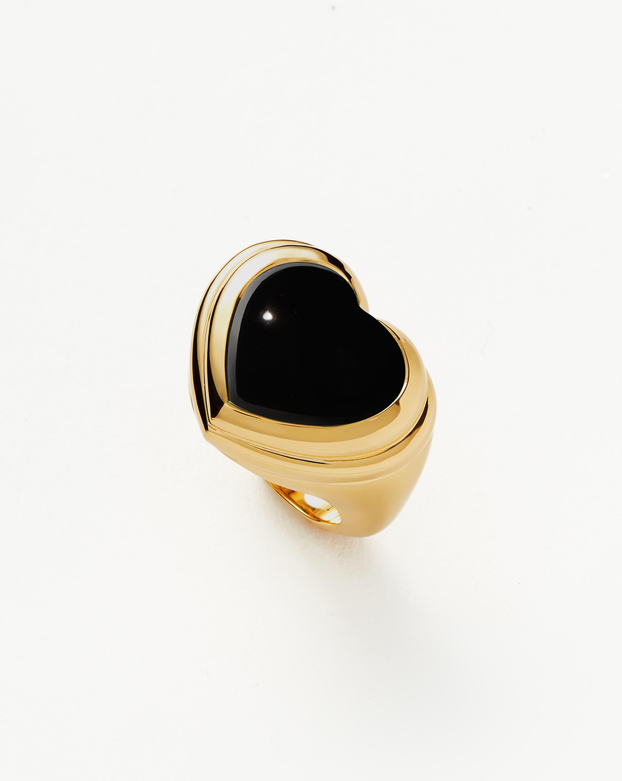 Jelly Heart Gemstone Ring | 18ct Gold Plated/Black Onyx Rings Missoma 