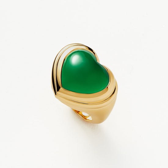 Jelly Heart Gemstone Ring | 18ct Gold Plated/Green Chalcedony Rings Missoma 