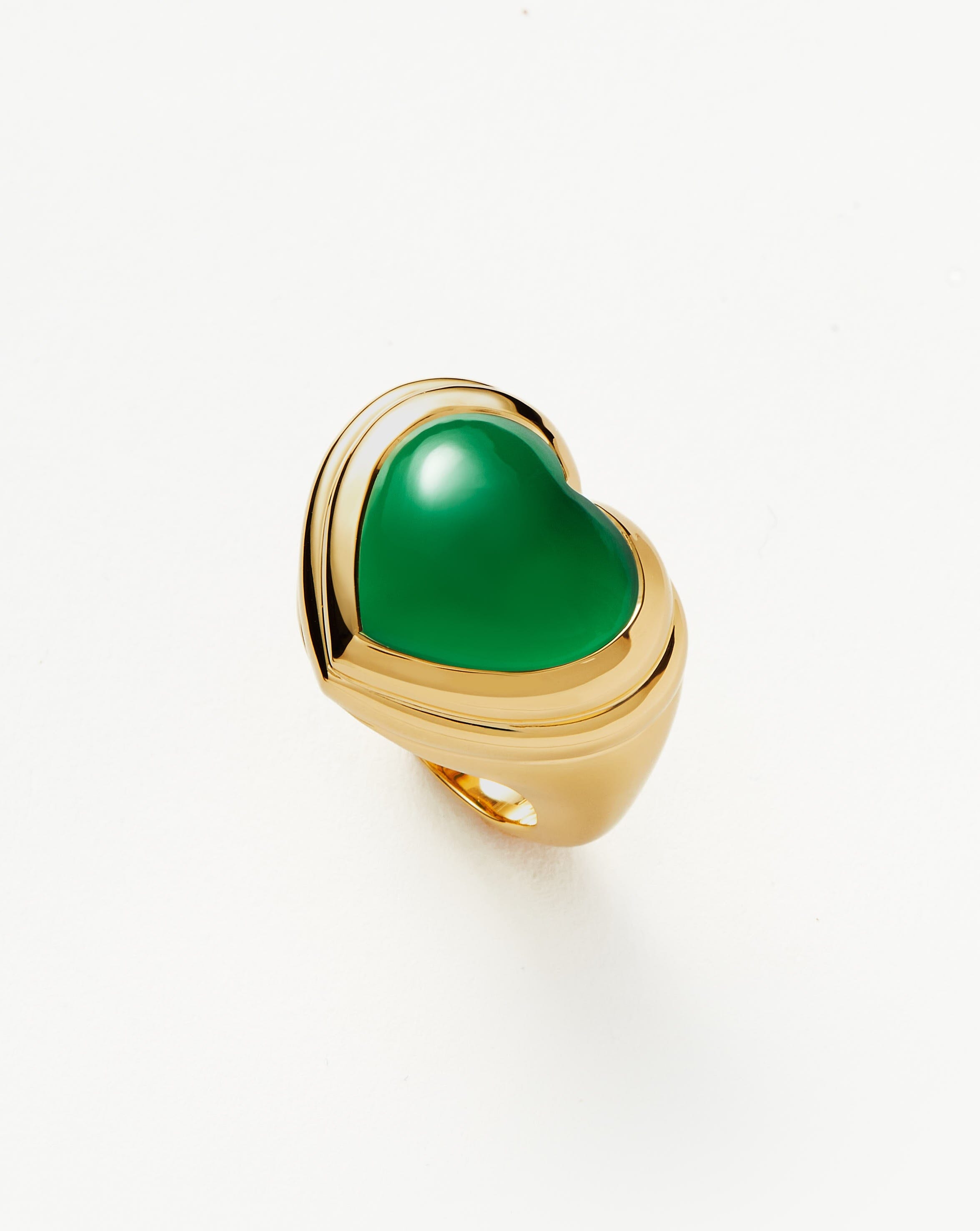Jelly Heart Gemstone Ring | 18ct Gold Plated/Green Chalcedony Rings Missoma 