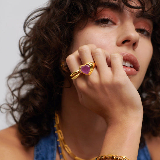 Jelly Heart Gemstone Ring | 18ct Gold Plated/Purple Quartz Rings Missoma 