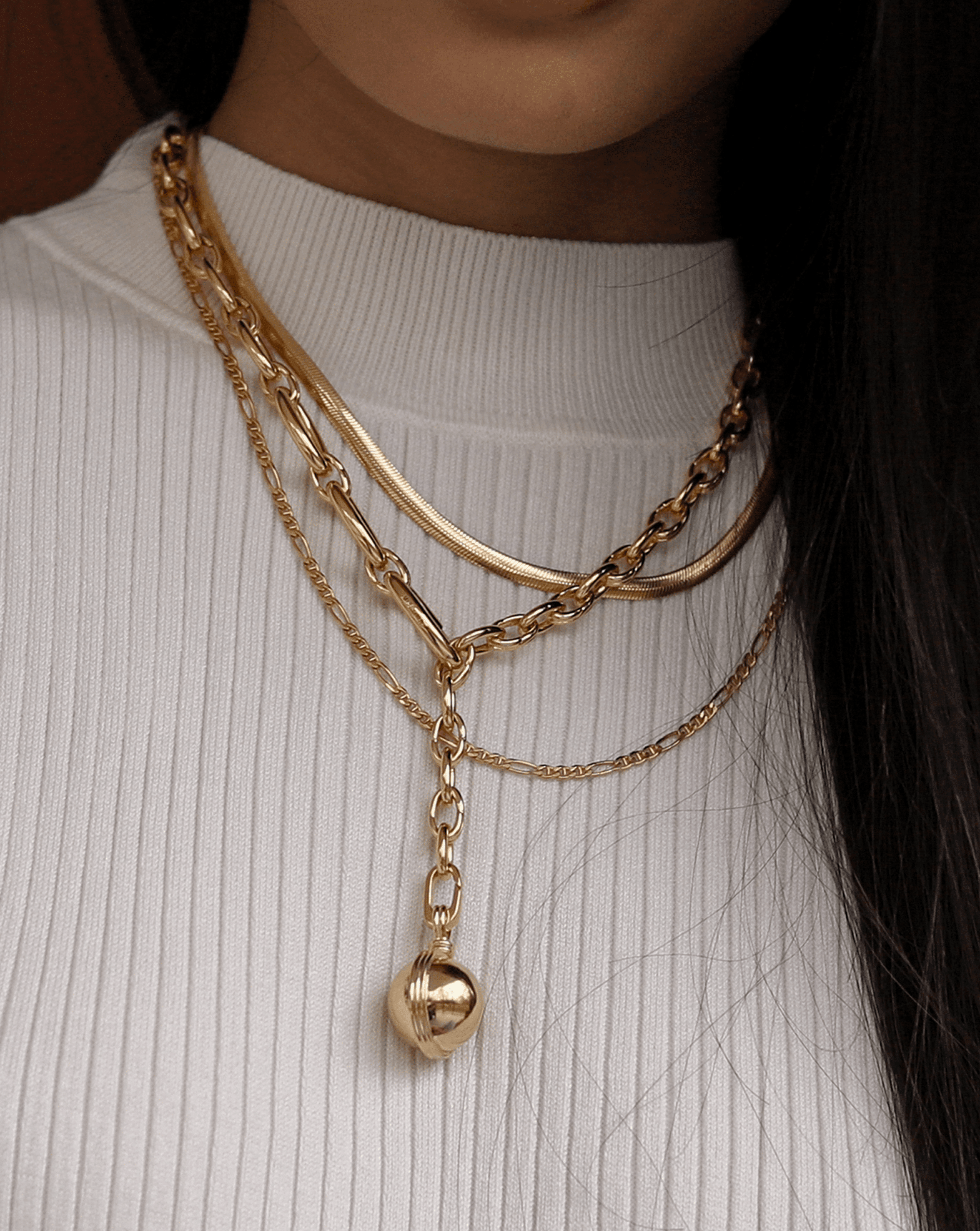 Large Sphere Chain Lariat Necklace Necklaces Missoma 