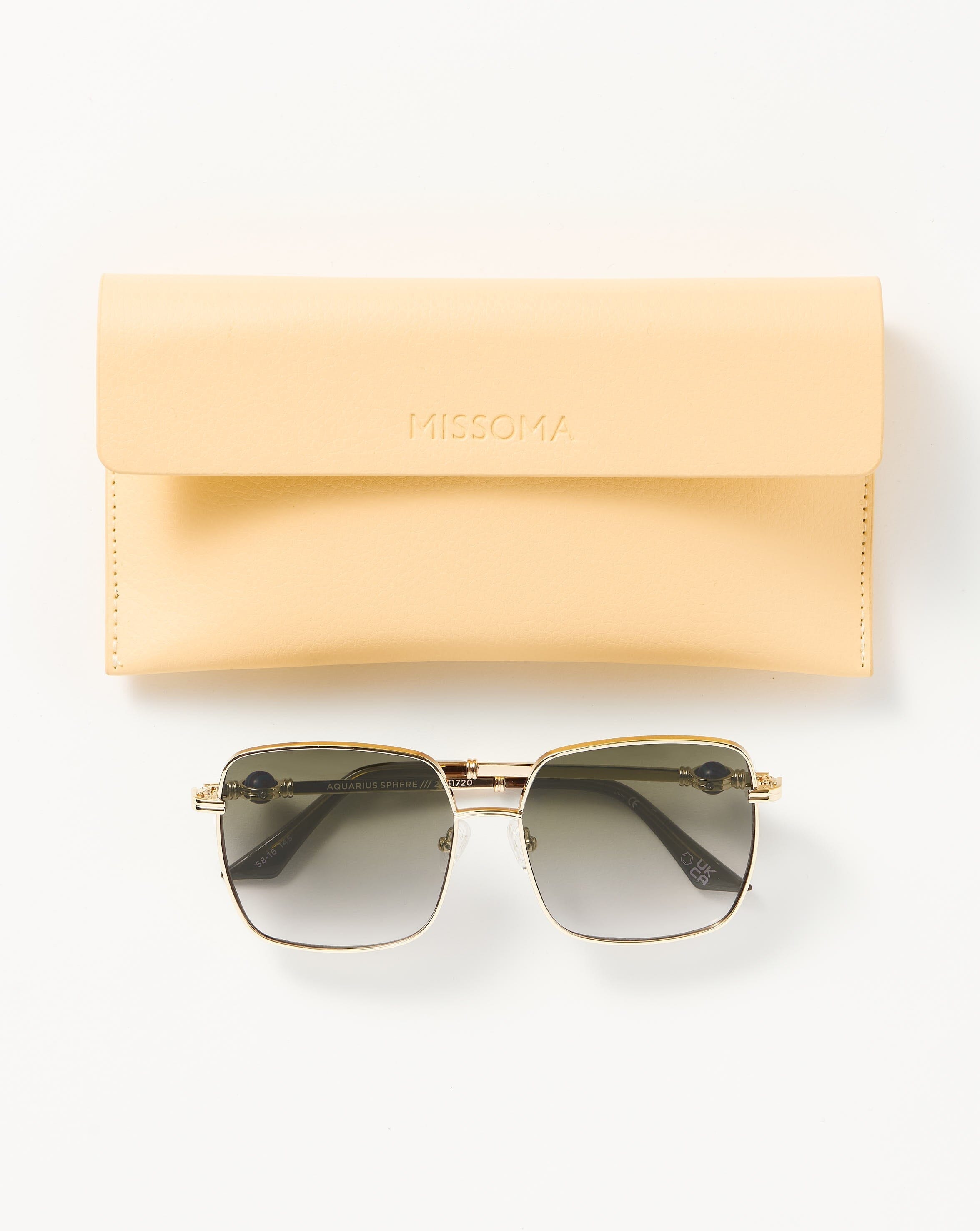 Le Specs Aquarius Sphere Oversized Square Sunglasses | Gold/Malachite Accessories Missoma 