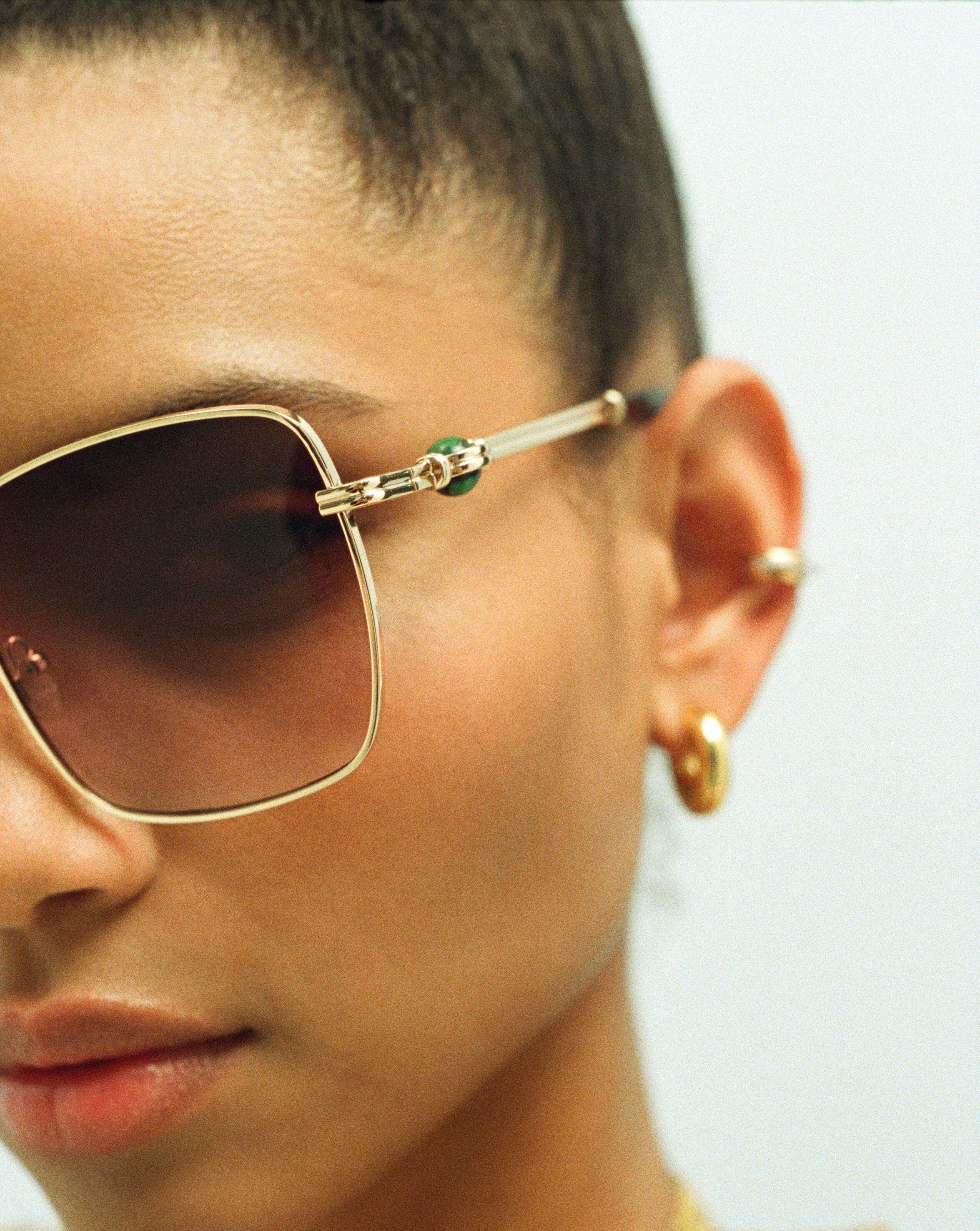 Le Specs Aquarius Sphere Oversized Square Sunglasses | Gold/Malachite Accessories Missoma 