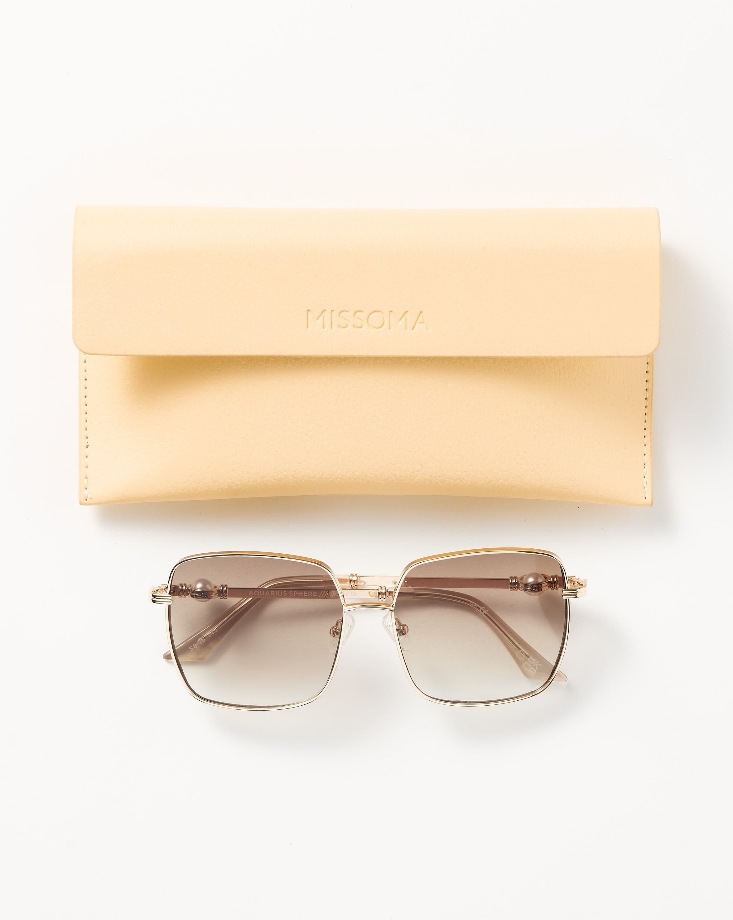 Le Specs Aquarius Sphere Oversized Square Sunglasses | Gold/Pearl Accessories Missoma 