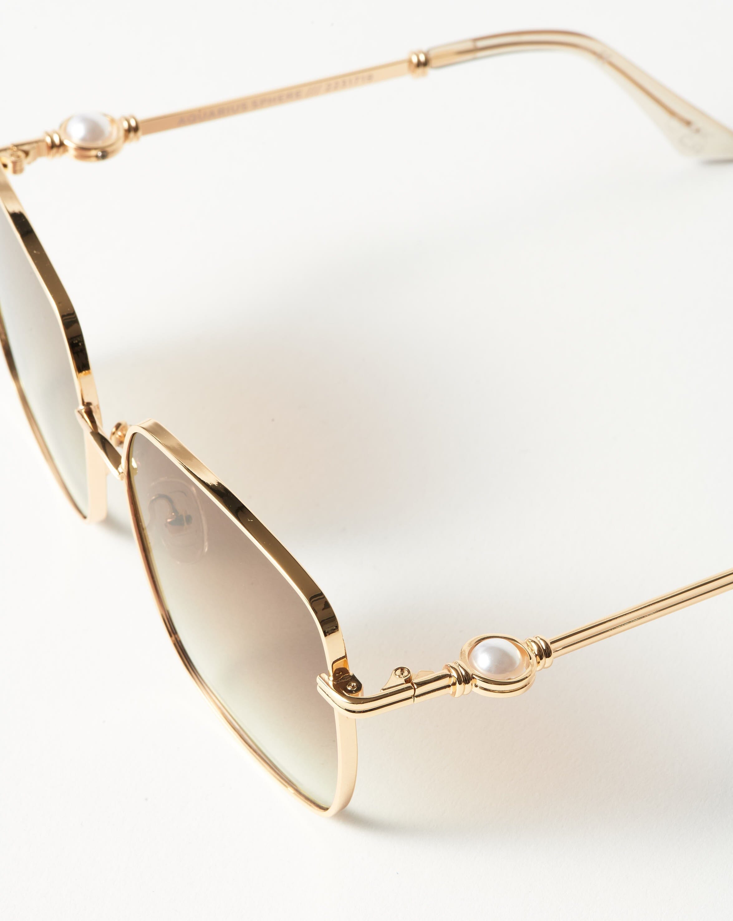 Le Specs Aquarius Sphere Oversized Square Sunglasses Gold Pearl