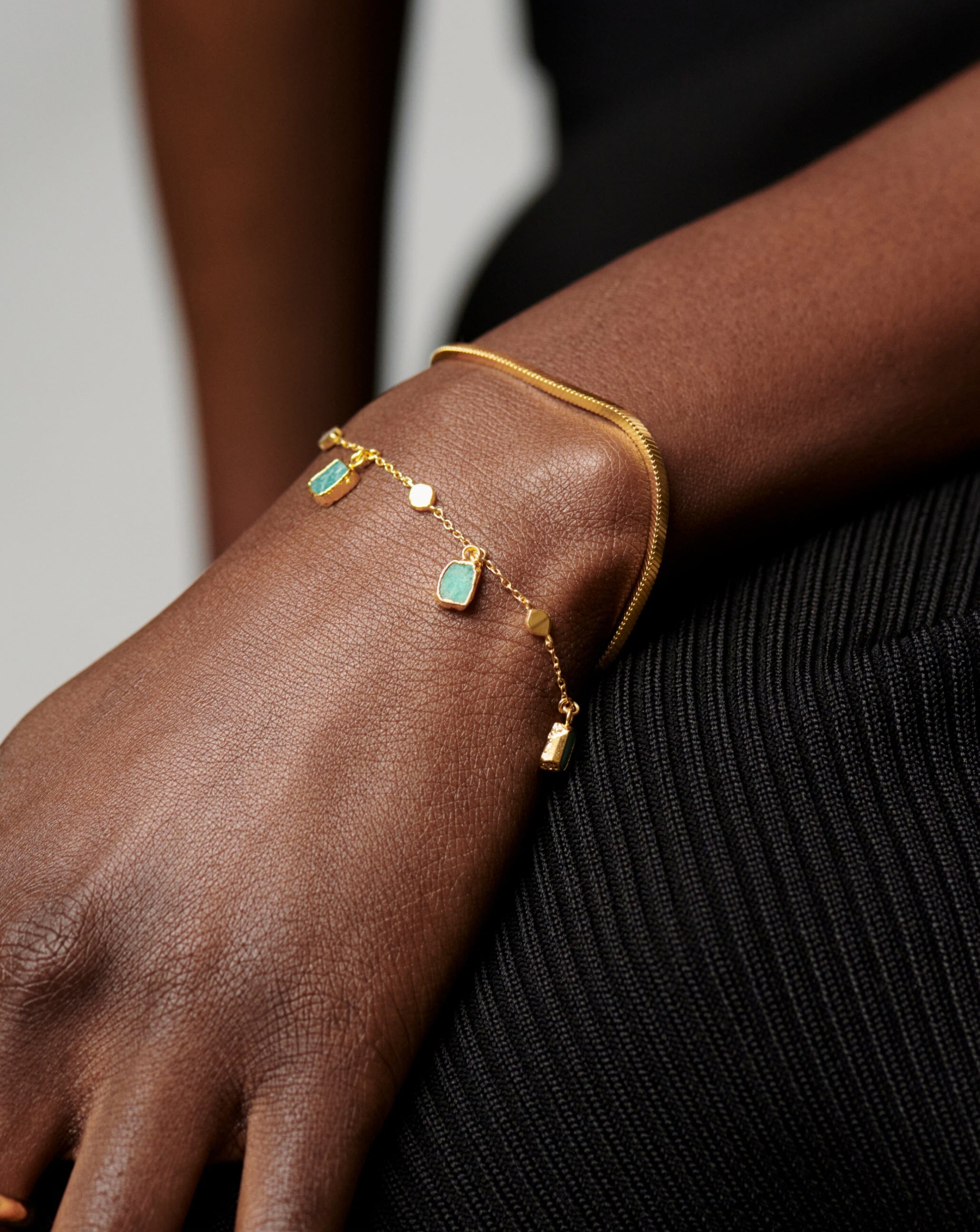 Lena Charm Bracelet | 18ct Gold Plated Vermeil/Amazonite Bracelets Missoma 