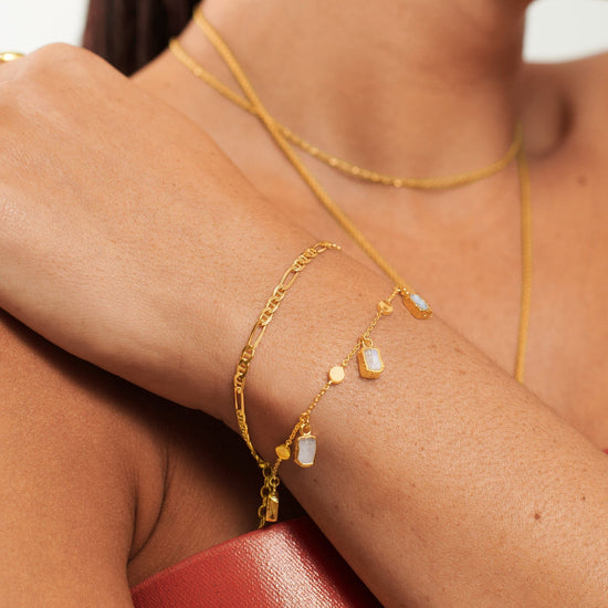Lena Charm Bracelet | 18ct Gold Plated Vermeil/Rainbow Moonstone Bracelets Missoma 