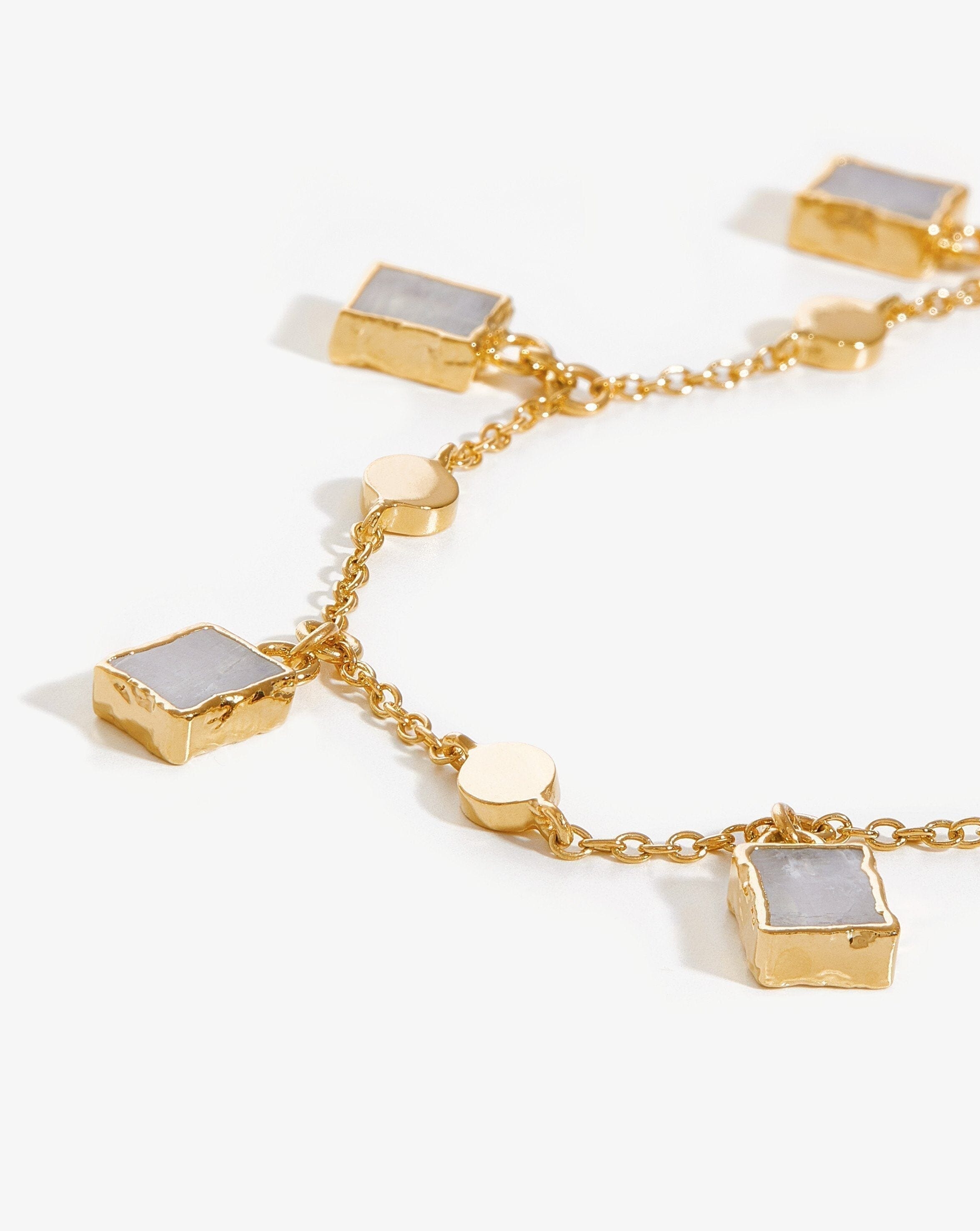 Lena Charm Bracelet | 18ct Gold Plated Vermeil/Rainbow Moonstone Bracelets Missoma 