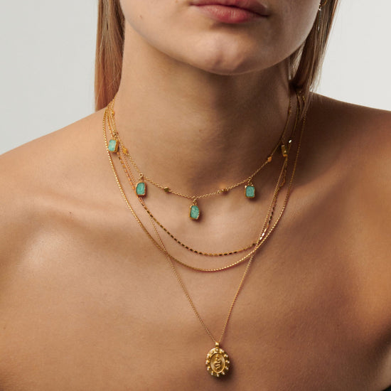 Lena Charm Choker | 18ct Gold Plated Vermeil/Amazonite Necklaces Missoma 