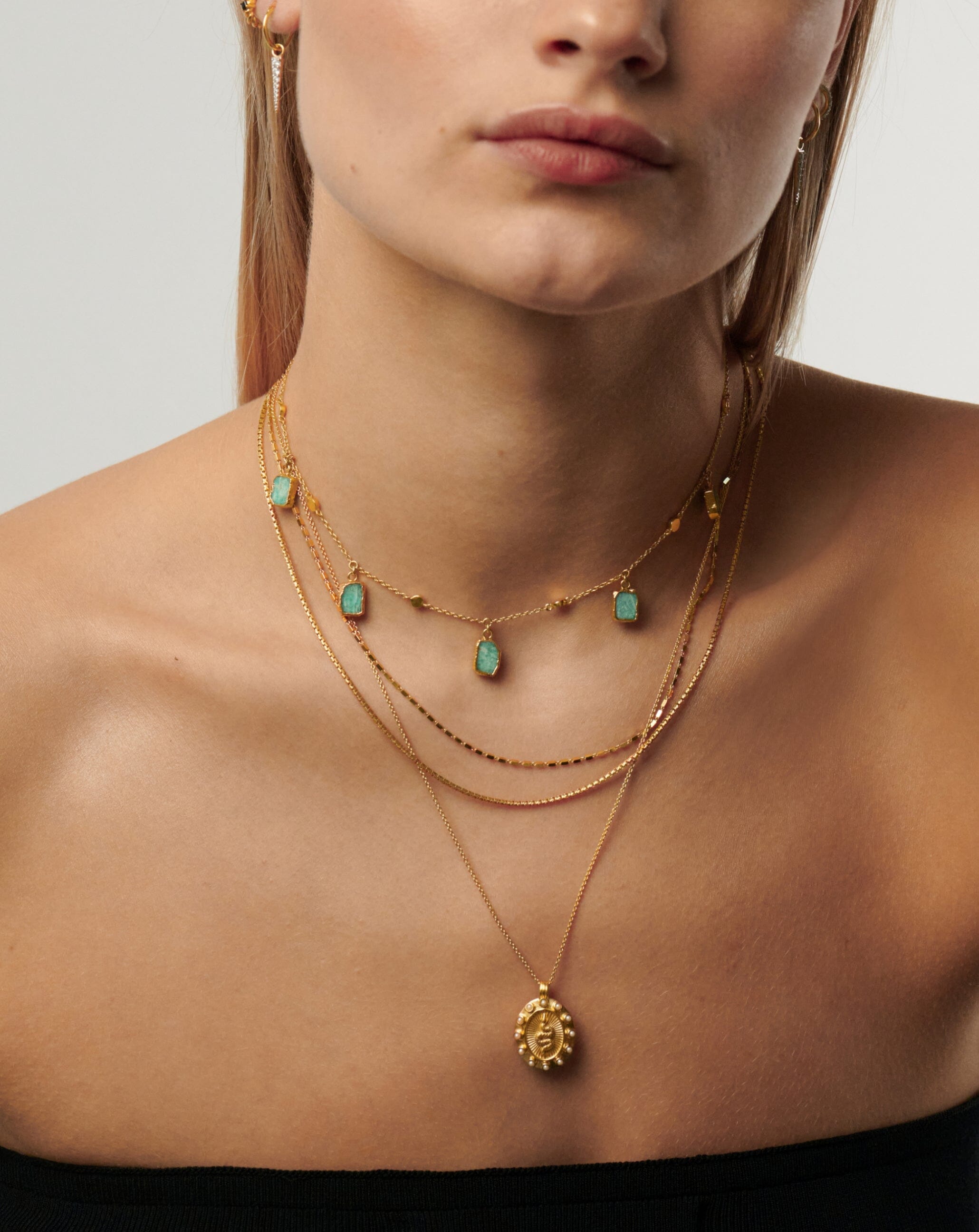 Lena Charm Choker | 18ct Gold Plated Vermeil/Amazonite Necklaces Missoma 