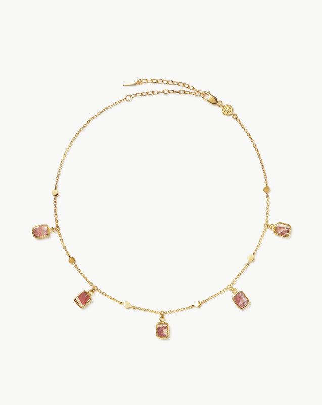 Lena Charm Choker | 18ct Gold Plated/Rhodochrosite