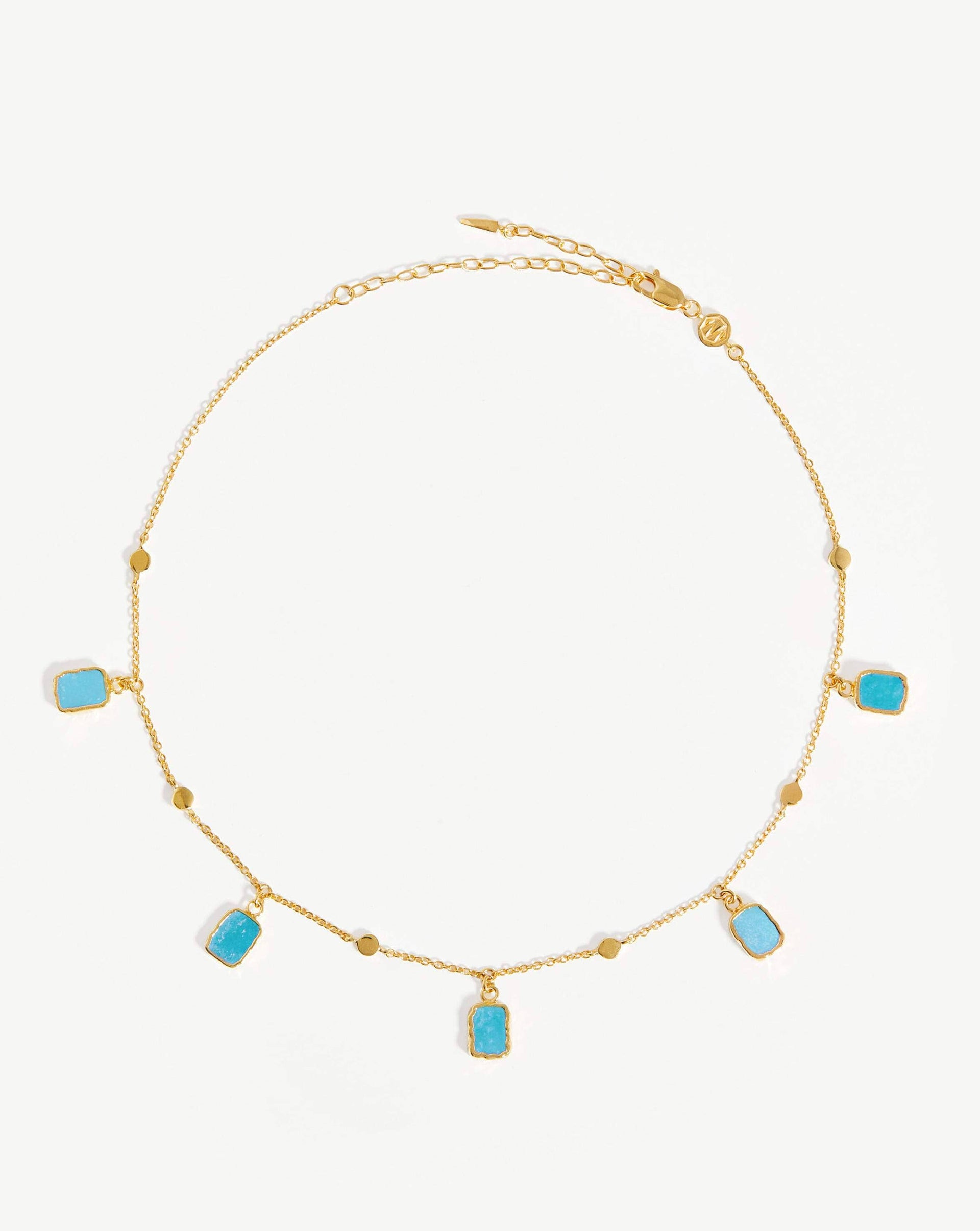 Lena Charm Choker 18ct Plated Turquoise