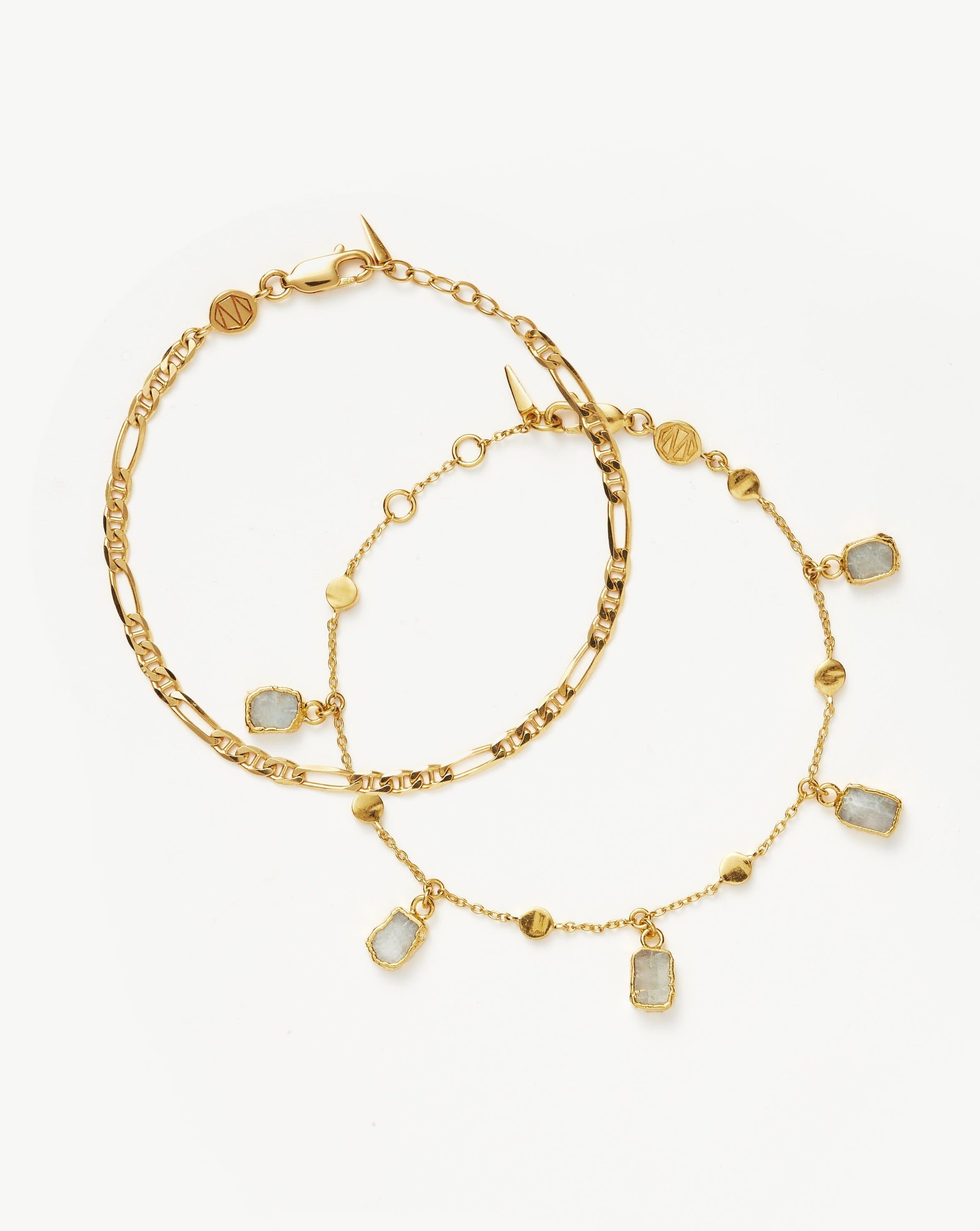 Lena Rainbow Moonstone Bracelet Set | 18ct Gold Plated Vermeil/Rainbow Moonstone Layering Sets Missoma 18ct Gold Plated Vermeil/Rainbow Moonstone 