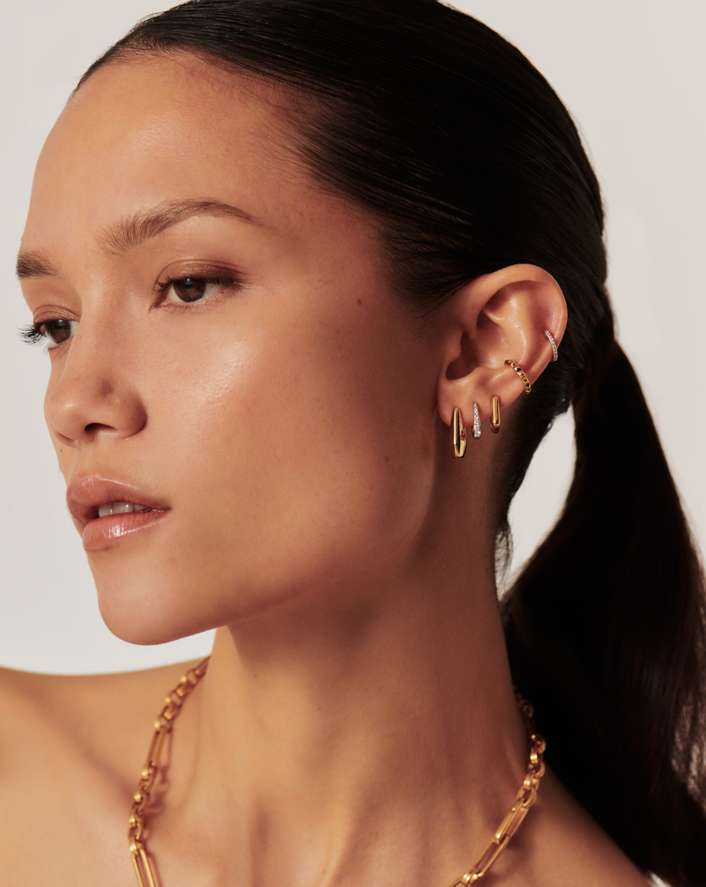 Lucy Williams Arco Small Hoop Earrings | 18ct Gold Plated Vermeil Earrings Missoma 
