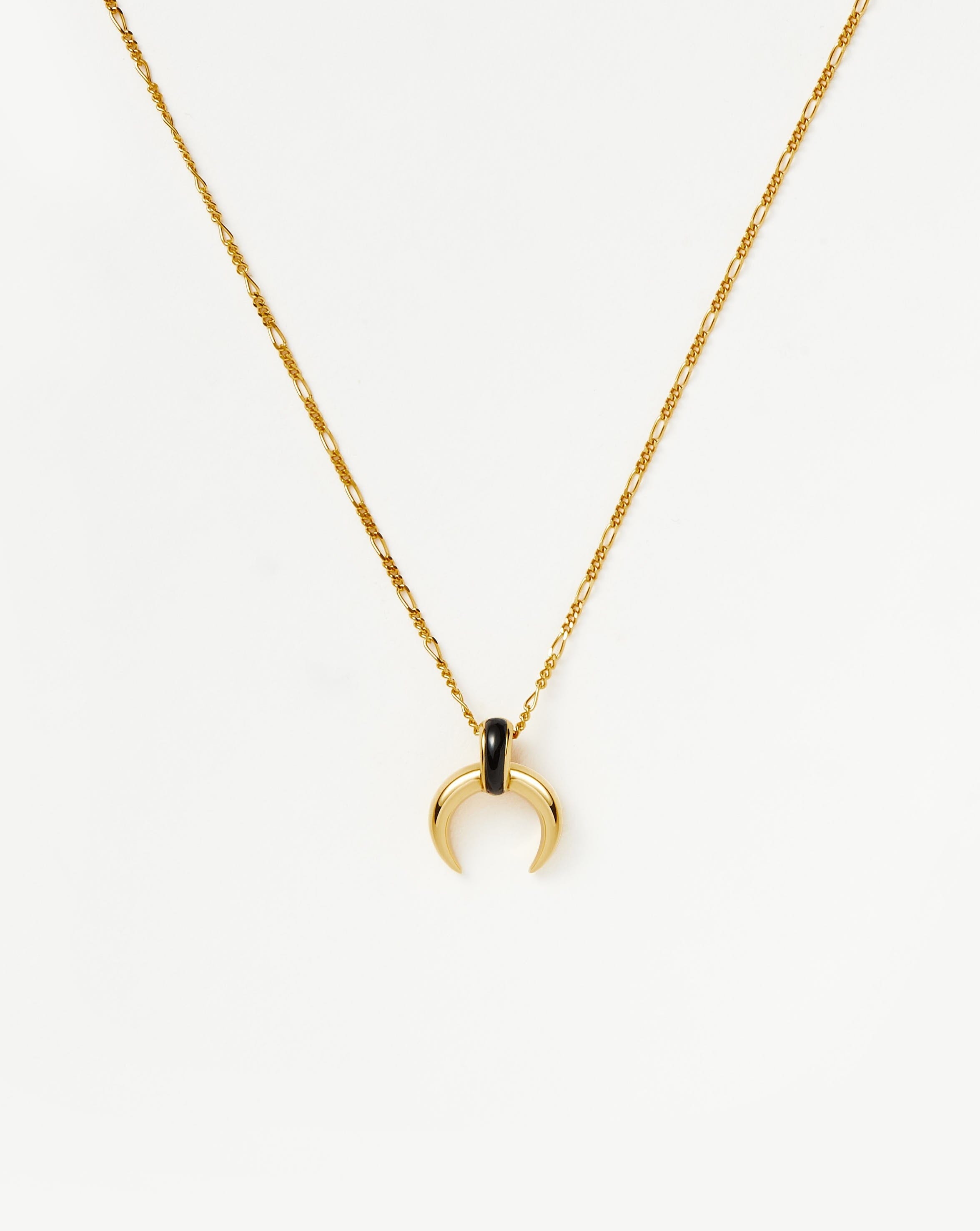 Lucy Williams Black Onyx Horn Pendant Necklace | 18ct Gold Plated Vermeil/Black Onyx Necklaces Missoma 