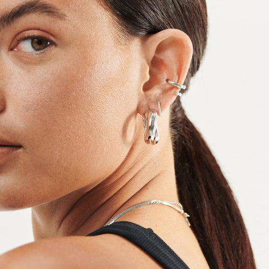 Lucy Williams Chunky Entwine Hoop Earrings | Silver Plated Earrings Missoma 