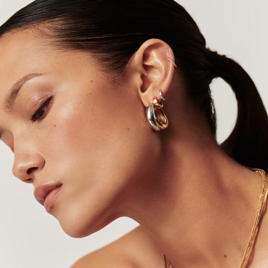 Lucy Williams Chunky Entwine Medium Hoop Earrings | Mixed Metal Earrings Missoma 