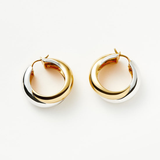 Lucy Williams Chunky Entwine Medium Hoop Earrings | Mixed Metal Earrings Missoma 