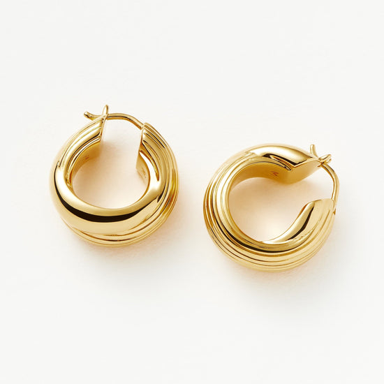 Lucy Williams Chunky Entwine Ridge Small Hoop Earrings | 18ct Gold Plated Earrings Missoma 