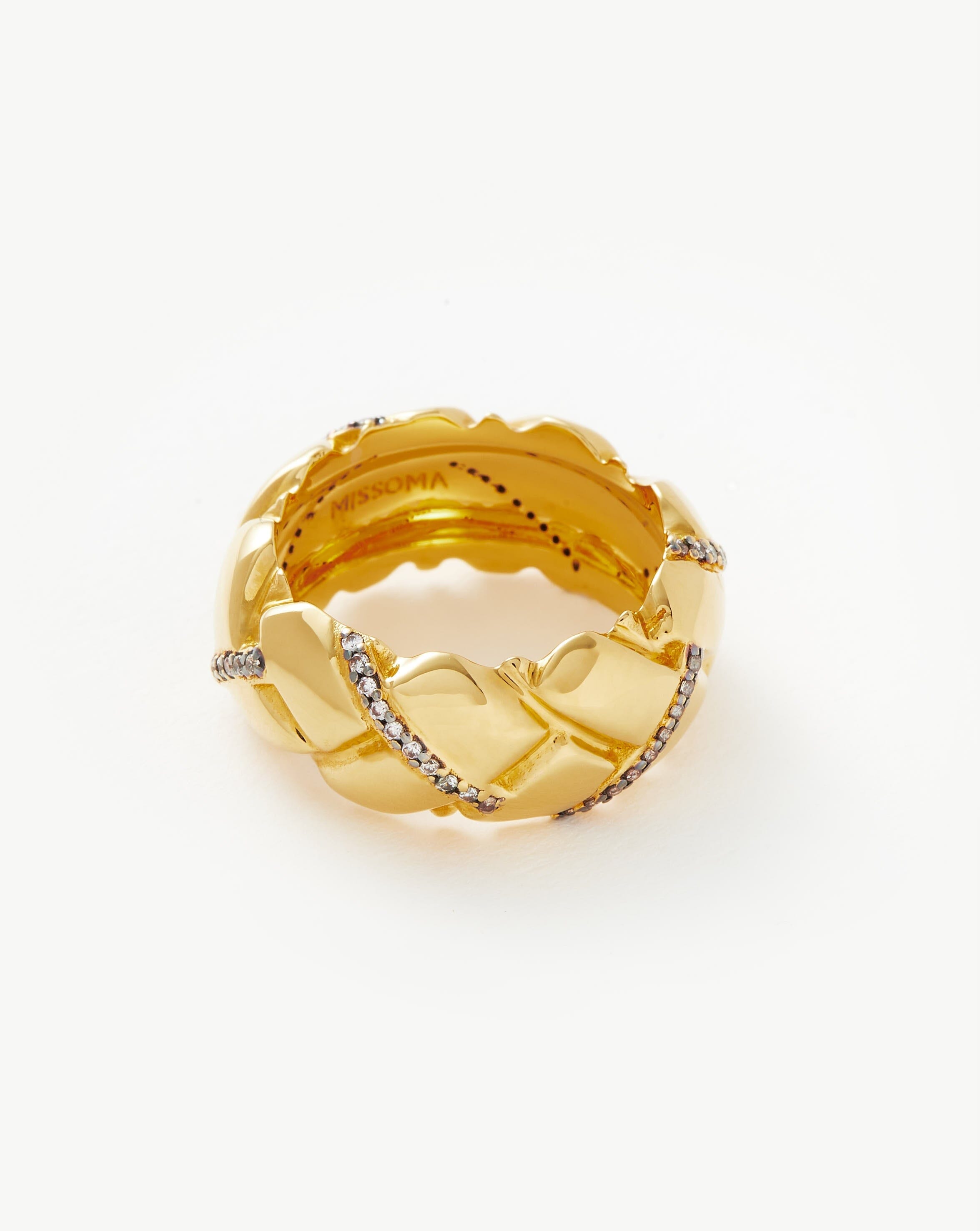 Lucy Williams Chunky Pavé Waffle Ring | 18ct Gold Plated/Cubic Zirconia Rings Missoma 