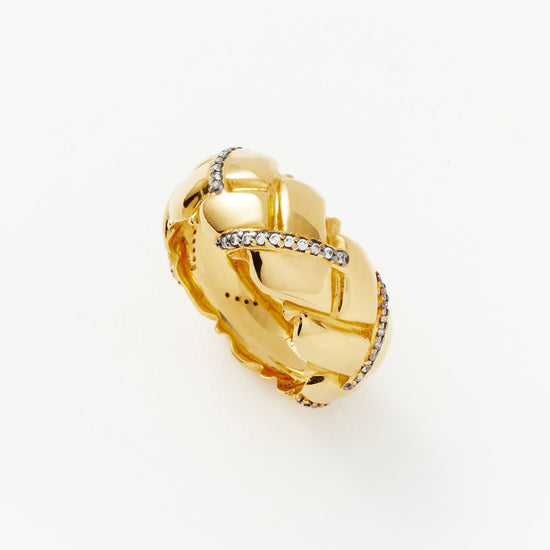 Lucy Williams Chunky Pavé Waffle Ring | 18ct Gold Plated/Cubic Zirconia Rings Missoma 