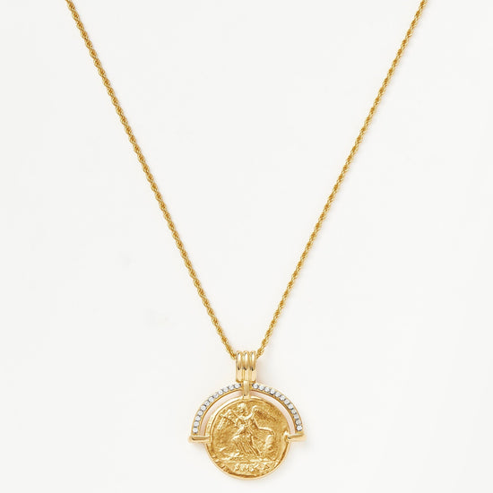 Lucy Williams Engravable Fortuna Arc Coin Pendant Necklace | 18ct Gold Plated/Cubic Zirconia Necklaces Missoma 
