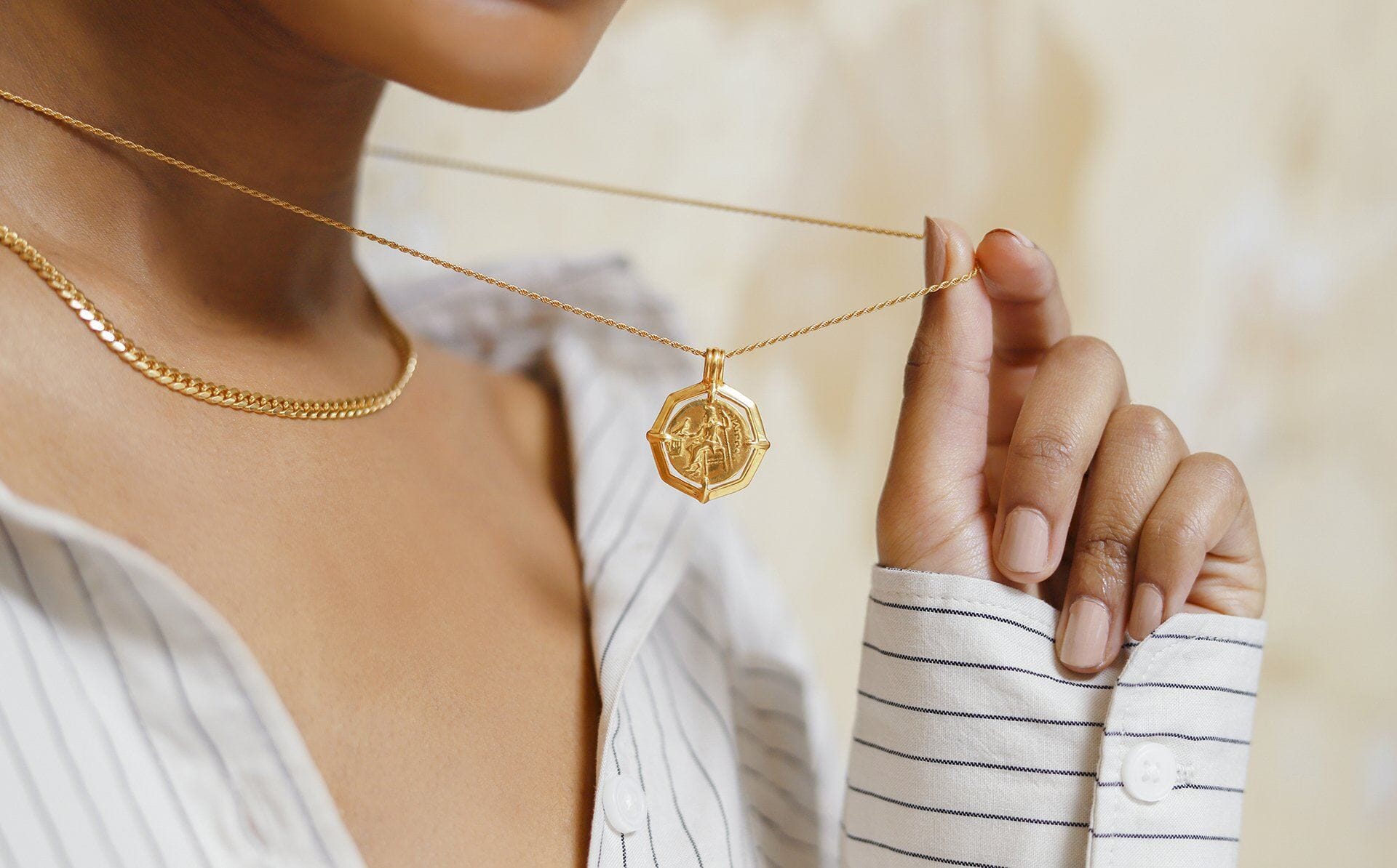 Lucy Williams Engravable Octagon Medallion Coin Necklace | 18ct Gold Plated Necklaces Missoma 