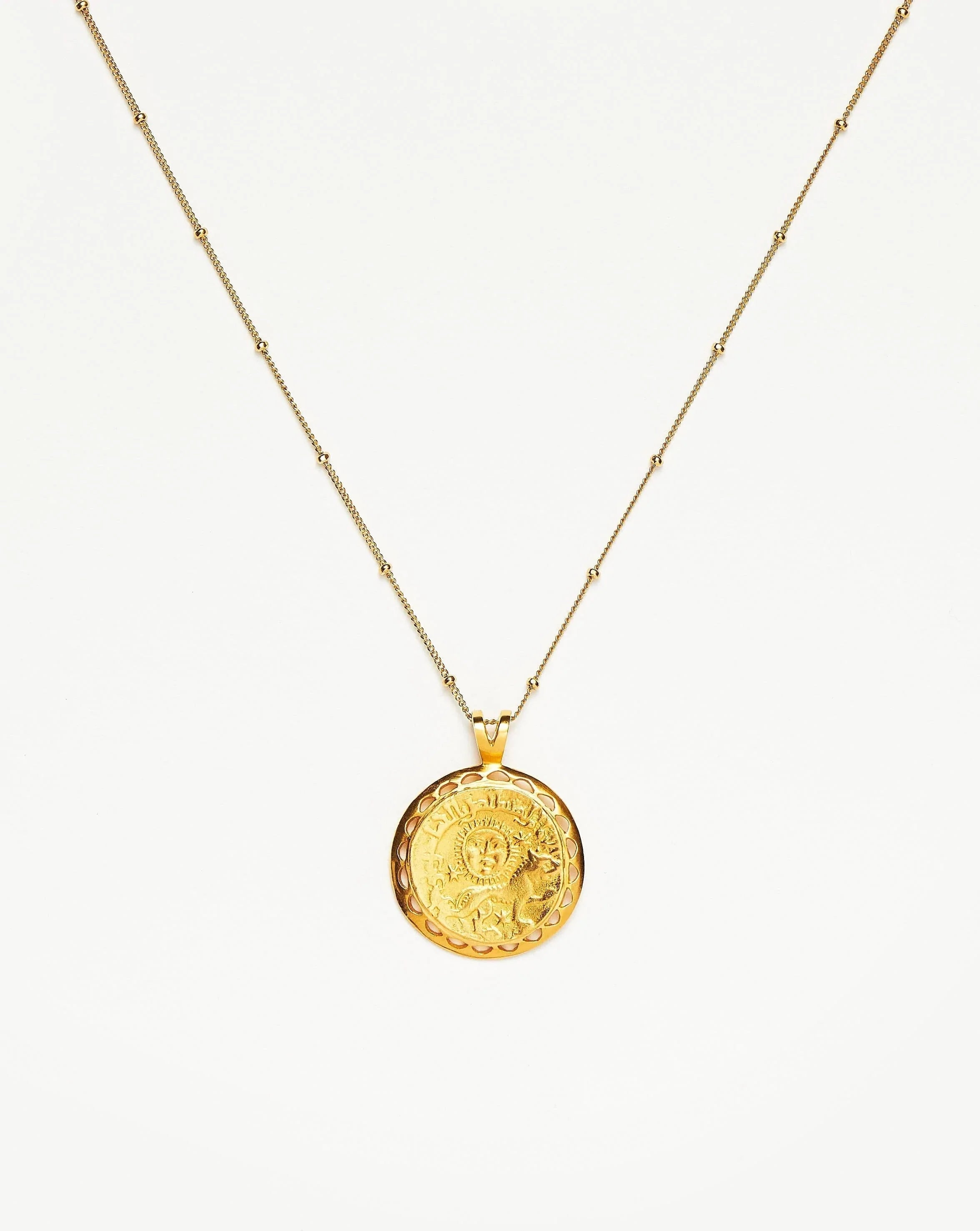 Lucy Williams Engravable Rising Sun Medallion Coin Necklace | 18ct Gold Plated Vermeil Necklaces Missoma 