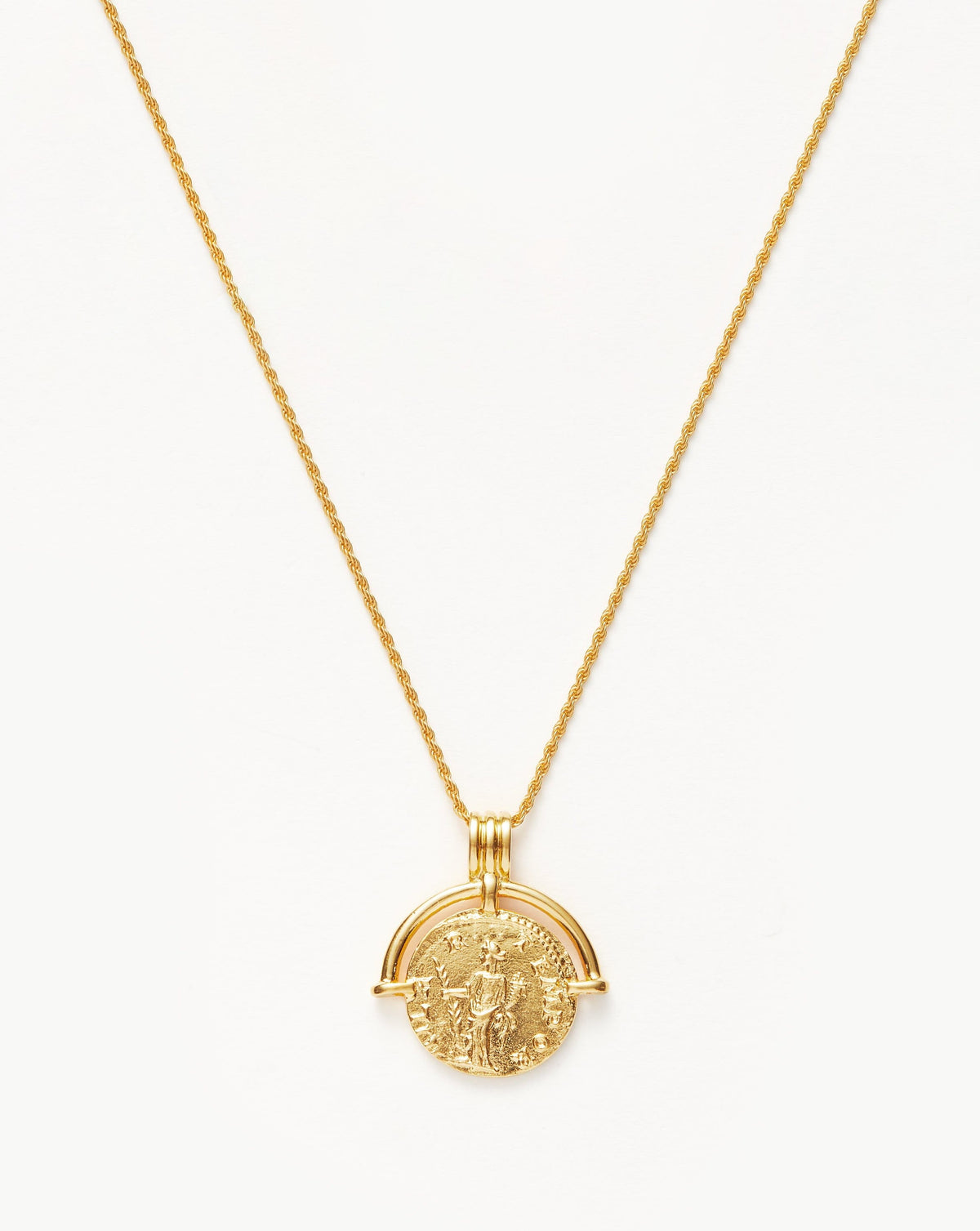 Lucy Williams Engravable Roman Arc Coin Necklace 18ct Plated
