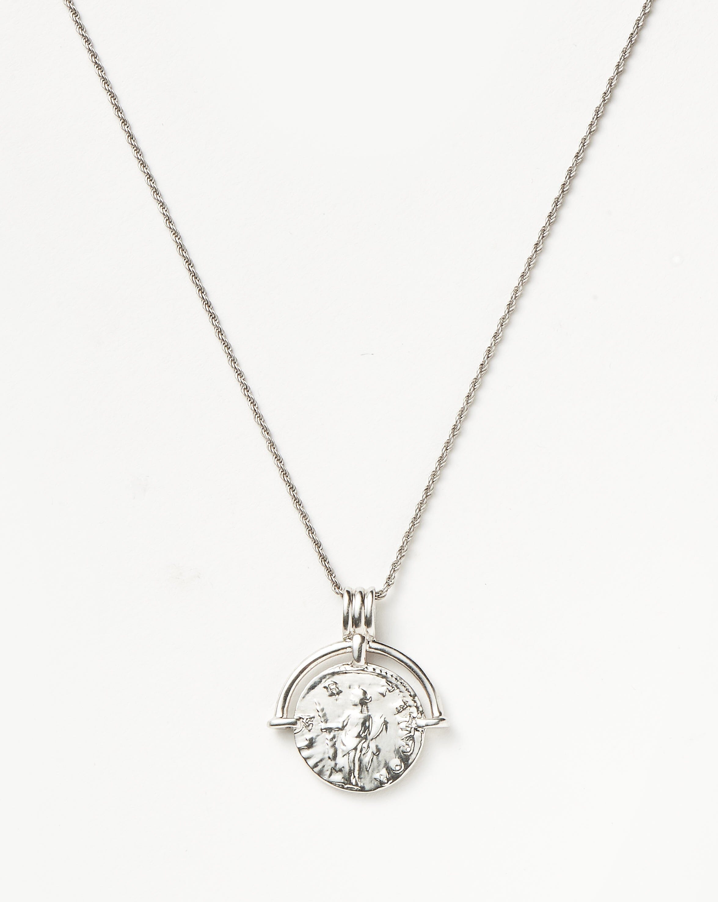 Lucy Williams Engravable Roman Arc Coin Necklace | Silver Plated Necklaces Missoma 
