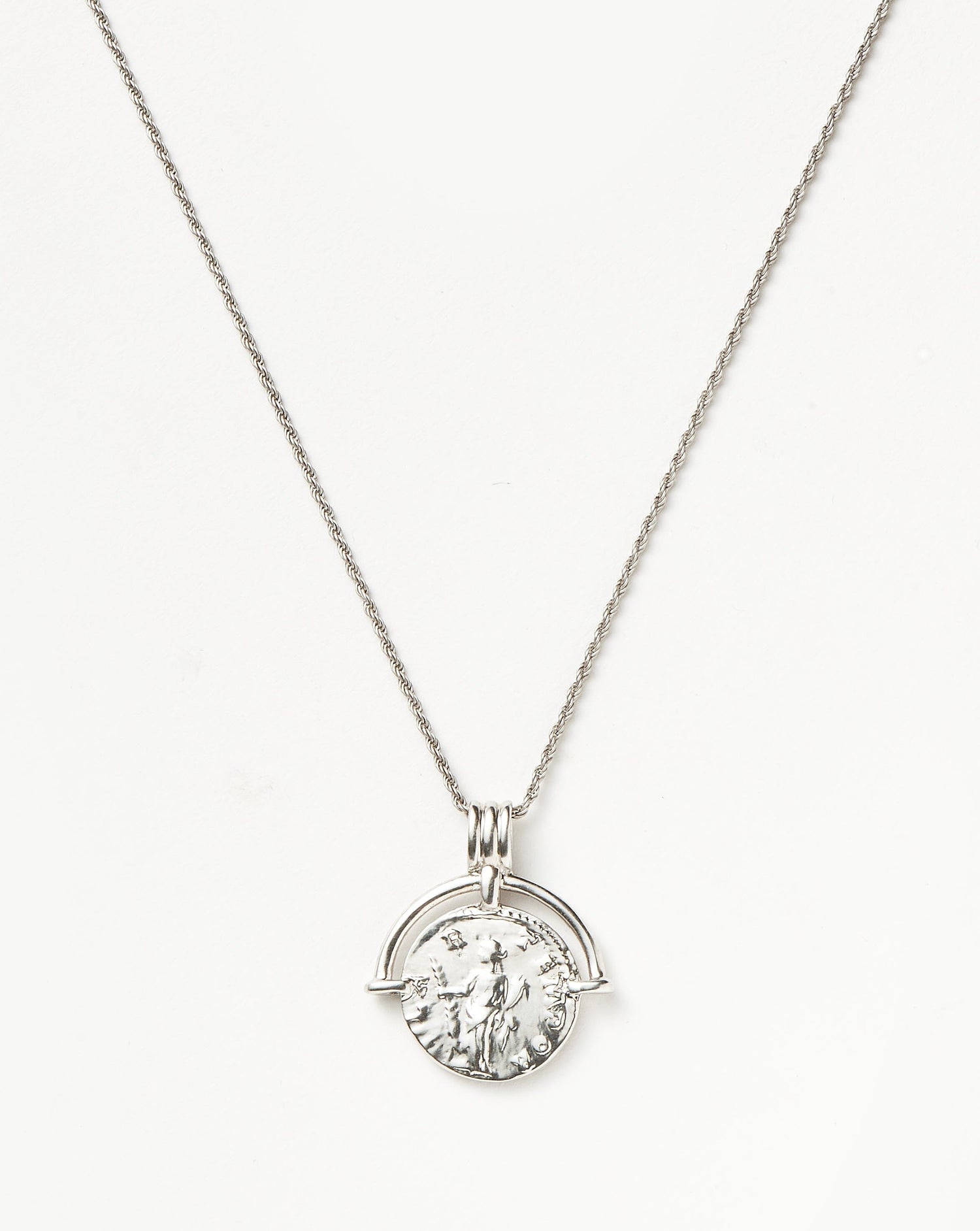 Lucy Williams Engravable Roman Arc Coin Necklace | Silver Plated Necklaces Missoma 