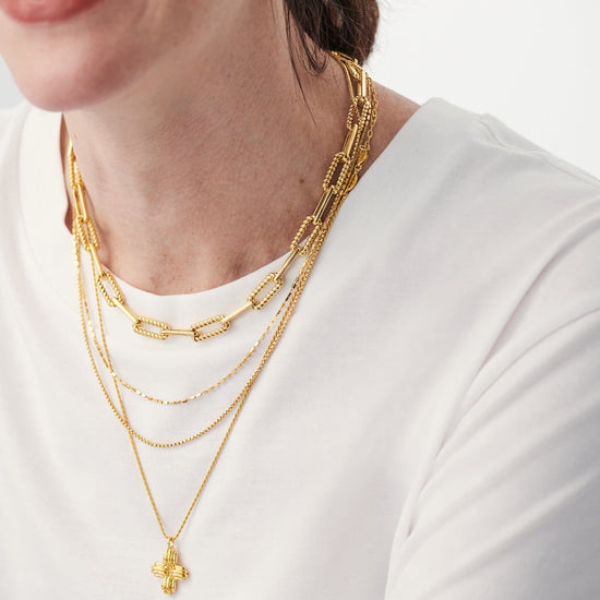 Lucy Williams Large Ridge Cross Necklace | 18ct Gold Plated Vermeil Necklaces Missoma 