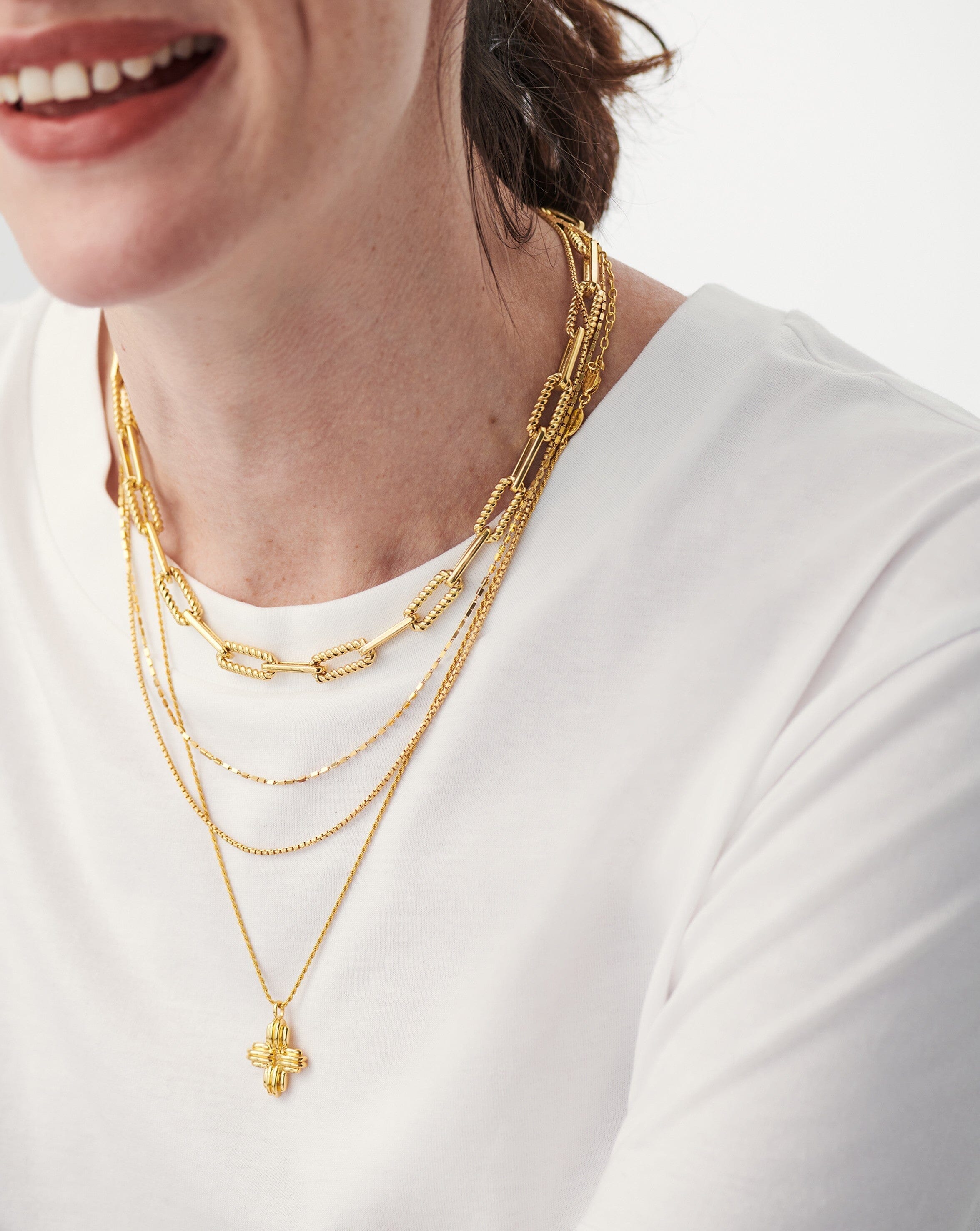 Lucy Williams Large Ridge Cross Necklace | 18ct Gold Plated Vermeil Necklaces Missoma 