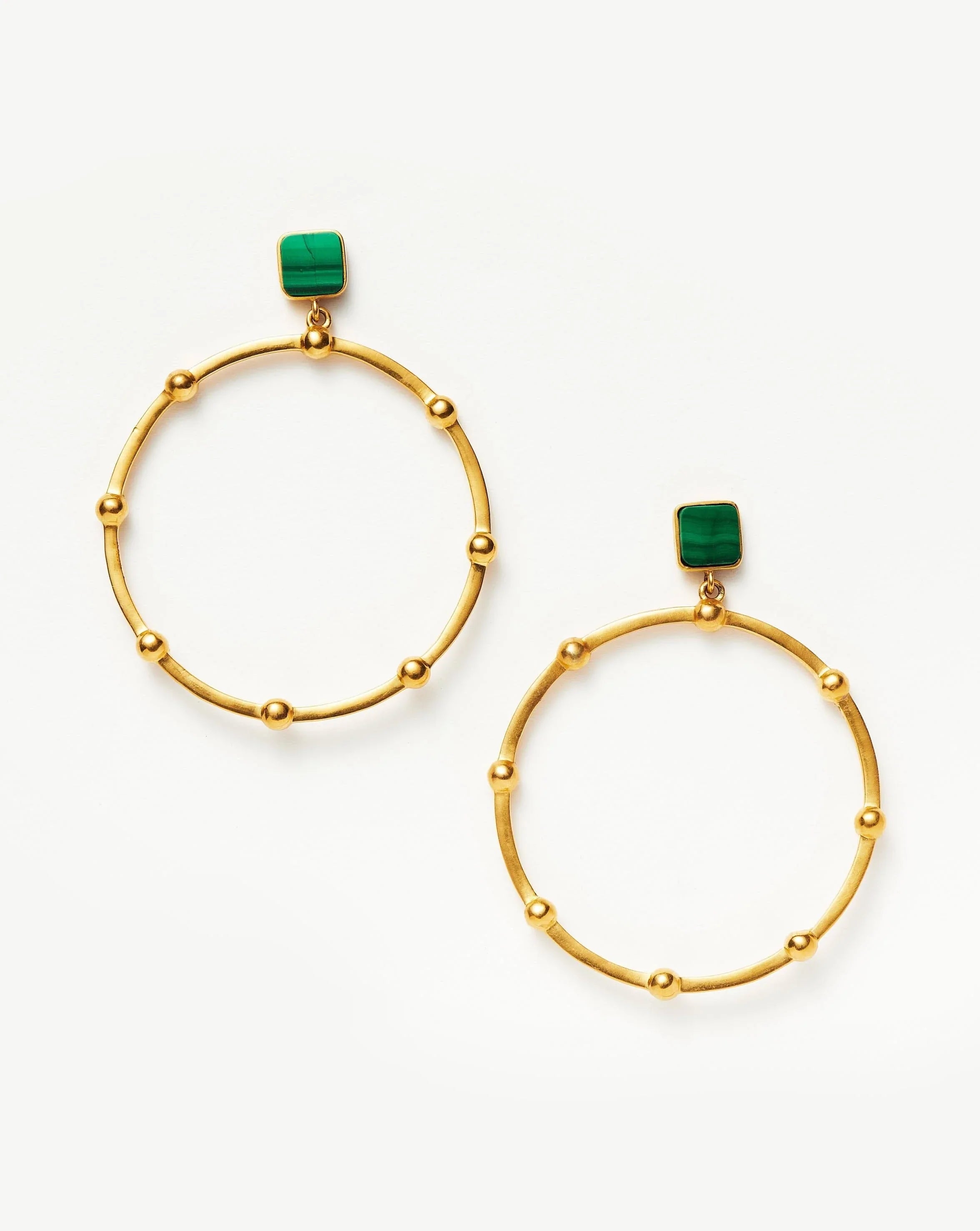 Lucy Williams Malachite Hoop Earrings | 18ct Gold Plated/Malachite Earrings Missoma 