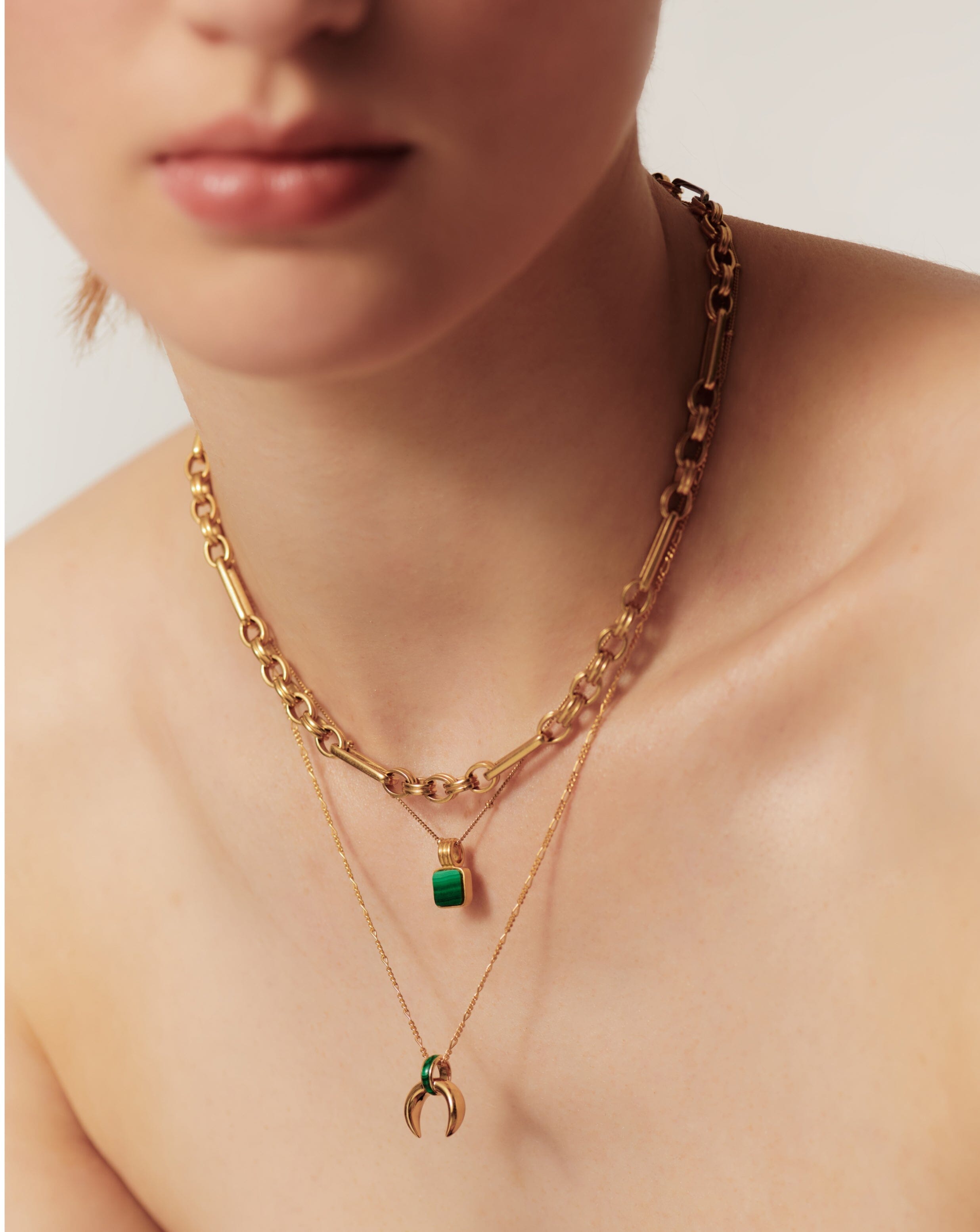 Lucy Williams Malachite Horn Pendant Necklace | 18ct Gold Plated Vermeil/Malachite Necklaces Missoma 