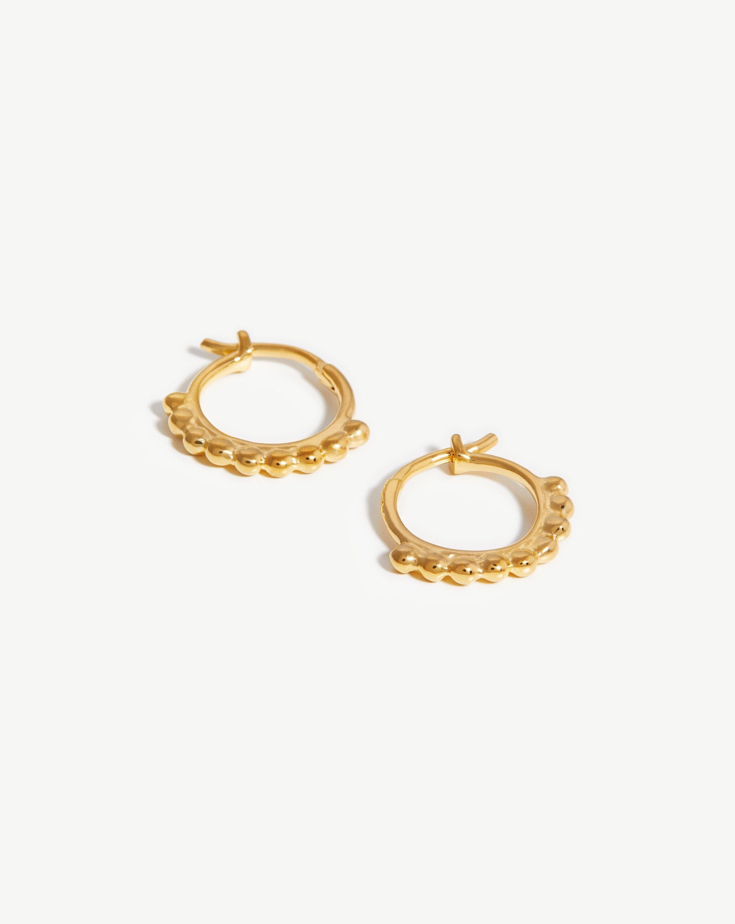 Lucy Williams Mini Beaded Hinged Hoop Earrings | 18ct Gold Plated Vermeil Earrings Missoma 
