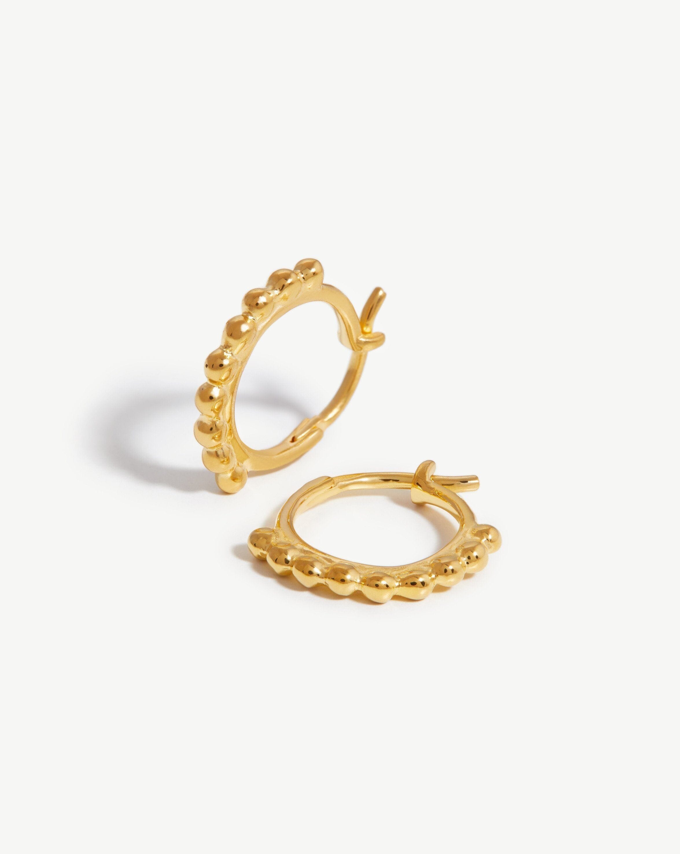 Lucy Williams Mini Beaded Hinged Hoop Earrings | 18ct Gold Plated Vermeil Earrings Missoma 