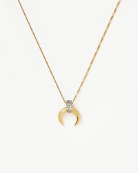 Lucy Williams Pavé Horn Pendant Necklace | 18ct Gold Plated Vermeil/Cubic Zirconia Necklaces Missoma 