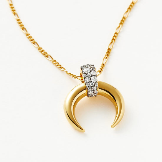 Lucy Williams Pavé Horn Pendant Necklace | 18ct Gold Plated Vermeil/Cubic Zirconia Necklaces Missoma 