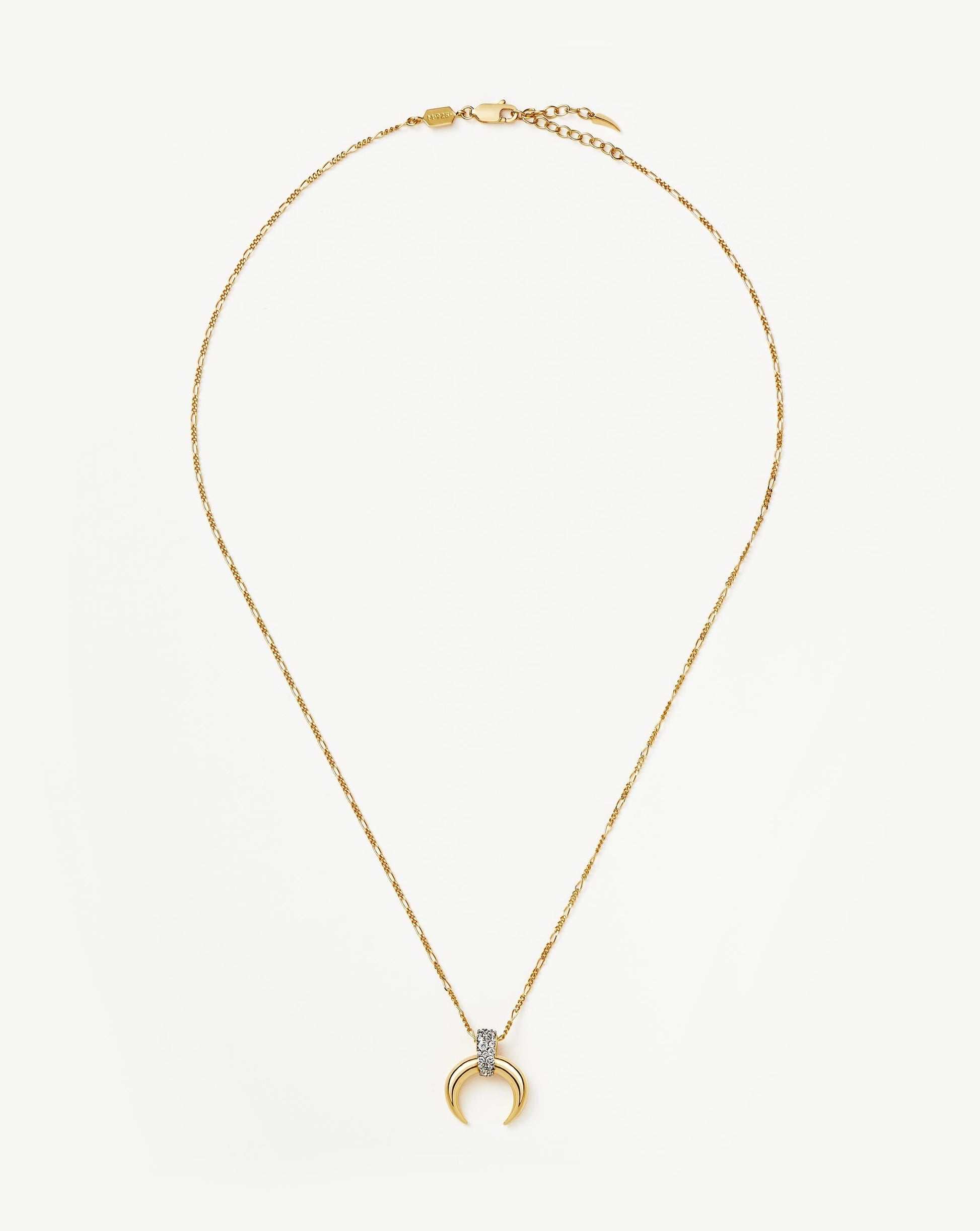 Lucy Williams Pavé Horn Pendant Necklace | 18ct Gold Plated Vermeil/Cubic Zirconia Necklaces Missoma 