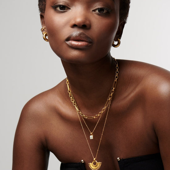 Lucy Williams Square Charm Necklace | 18ct Gold Plated Vermeil/Mother of Pearl Necklaces Missoma 