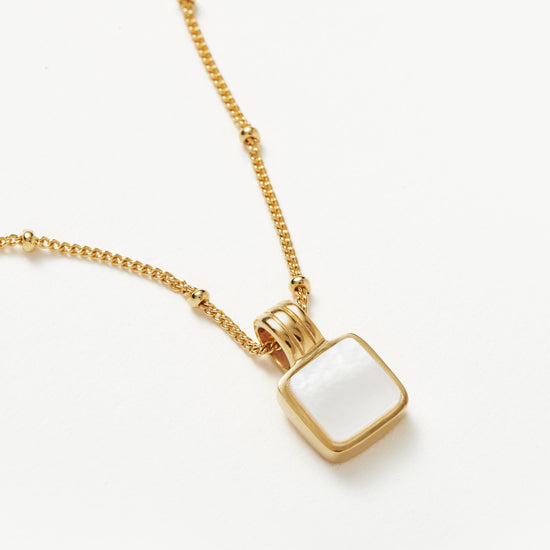 Lucy Williams Square Charm Necklace | 18ct Gold Plated Vermeil/Mother of Pearl Necklaces Missoma 