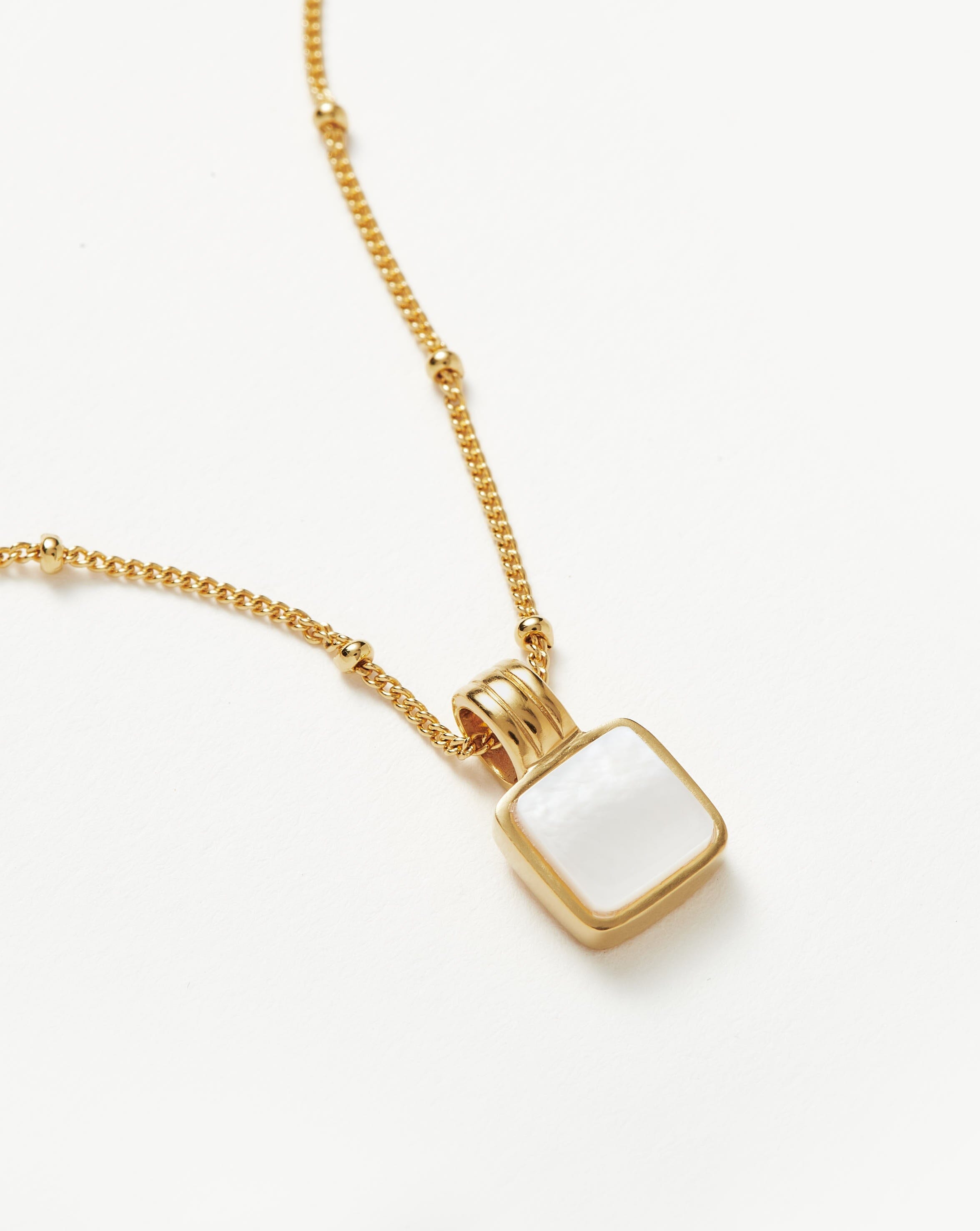 Lucy Williams Square Charm Necklace | 18ct Gold Plated Vermeil/Mother of Pearl Necklaces Missoma 