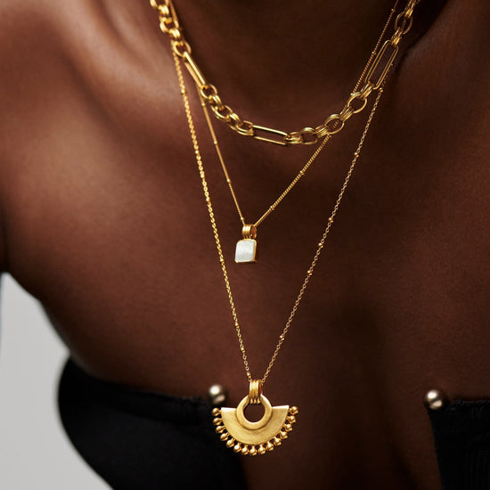 Lucy Williams Square Charm Necklace | 18ct Gold Plated Vermeil/Mother of Pearl Necklaces Missoma 
