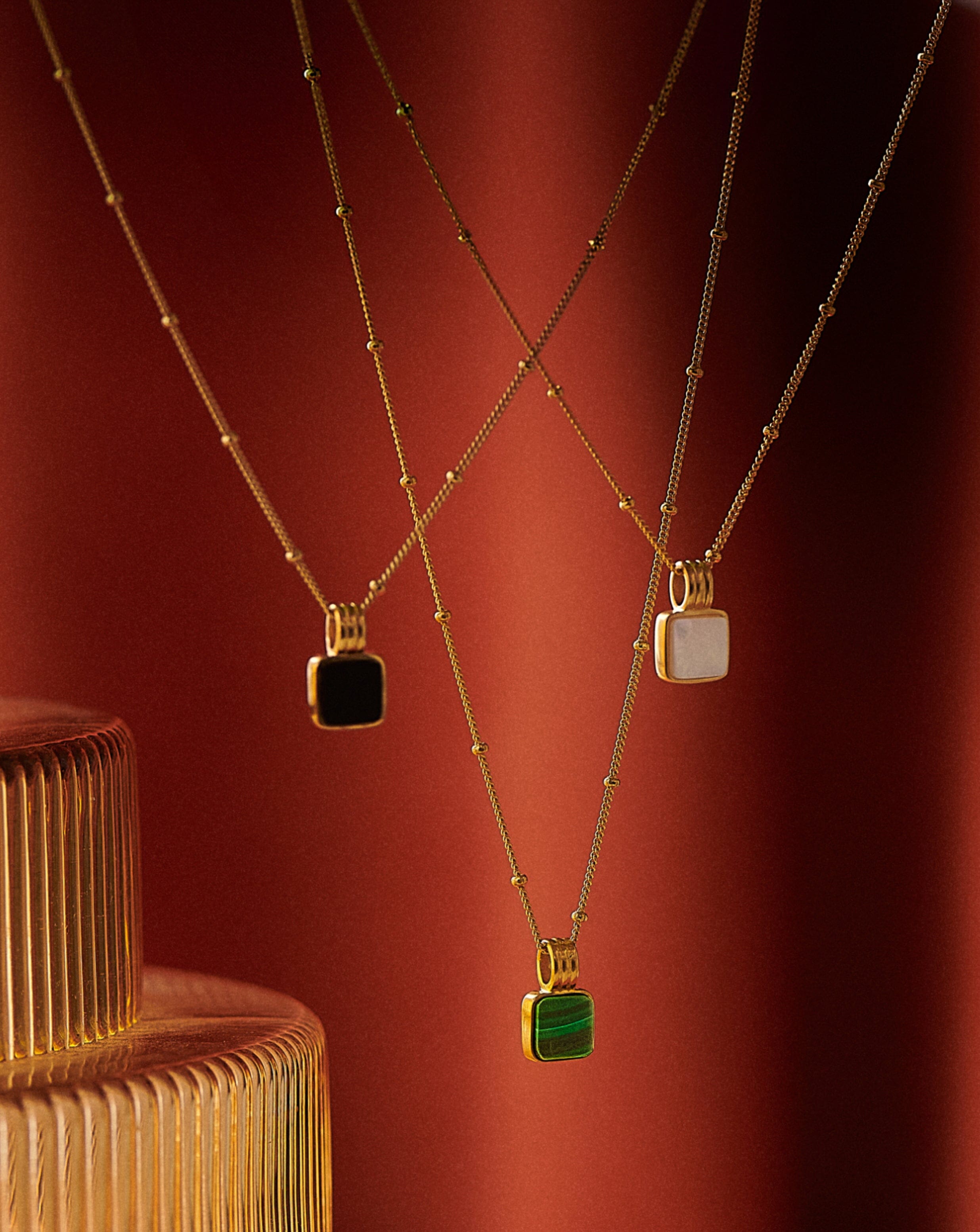 Lucy Williams Square Malachite Necklace | 18ct Gold Plated Vermeil/Malachite Necklaces Missoma 