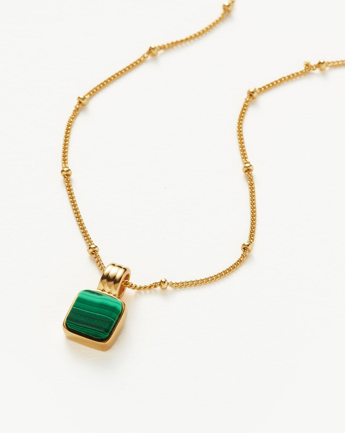 Lucy Williams Square Malachite Necklace 18ct Vermeil Malachite