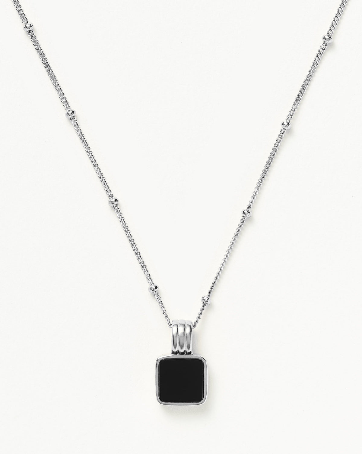 Lucy Williams Square Onyx Necklace Sterling Silver Black Onyx